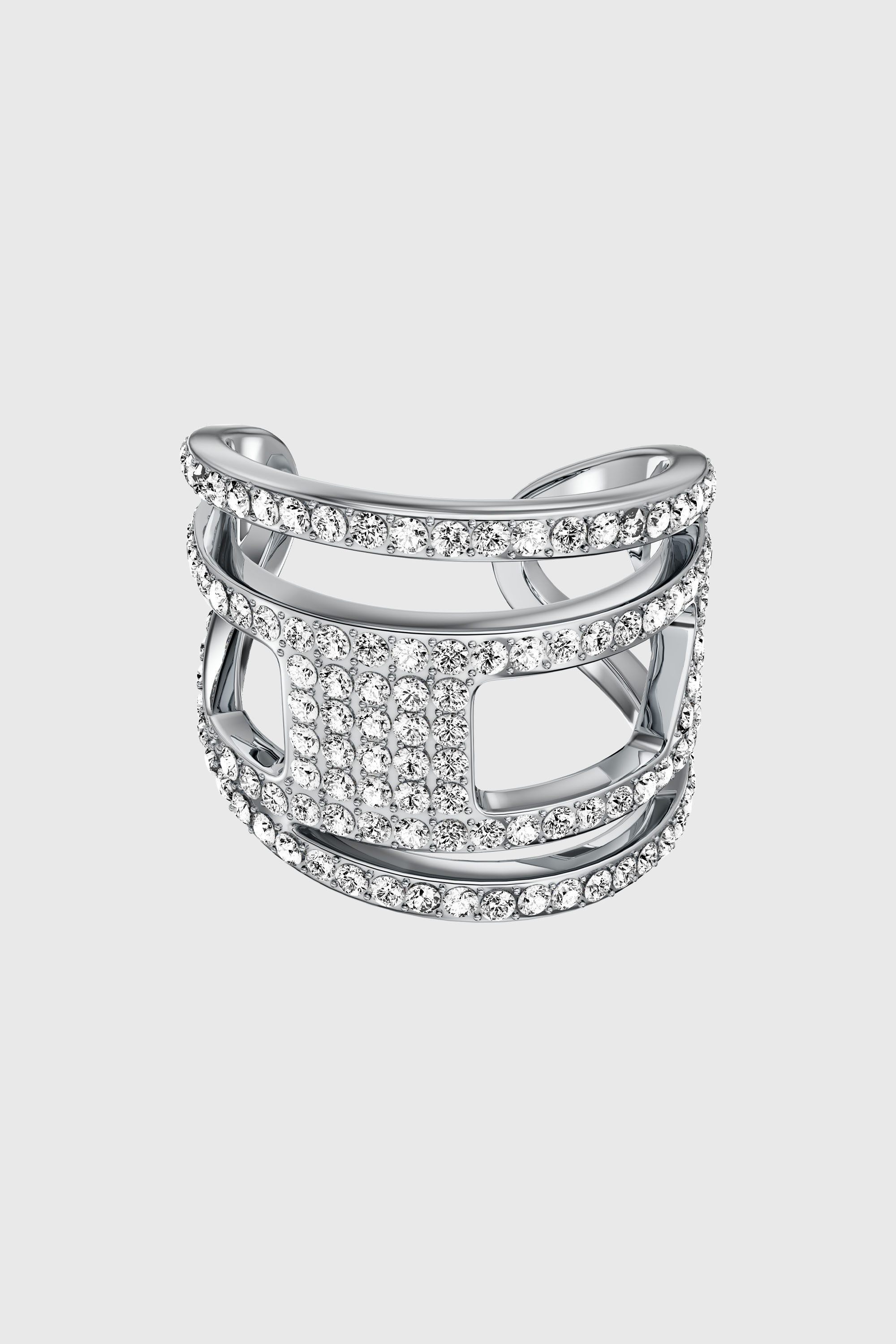 Diesel - DX1705040 JEWELLERY, Unisex's Stainless steel glitz D band ring in Silver - 2
