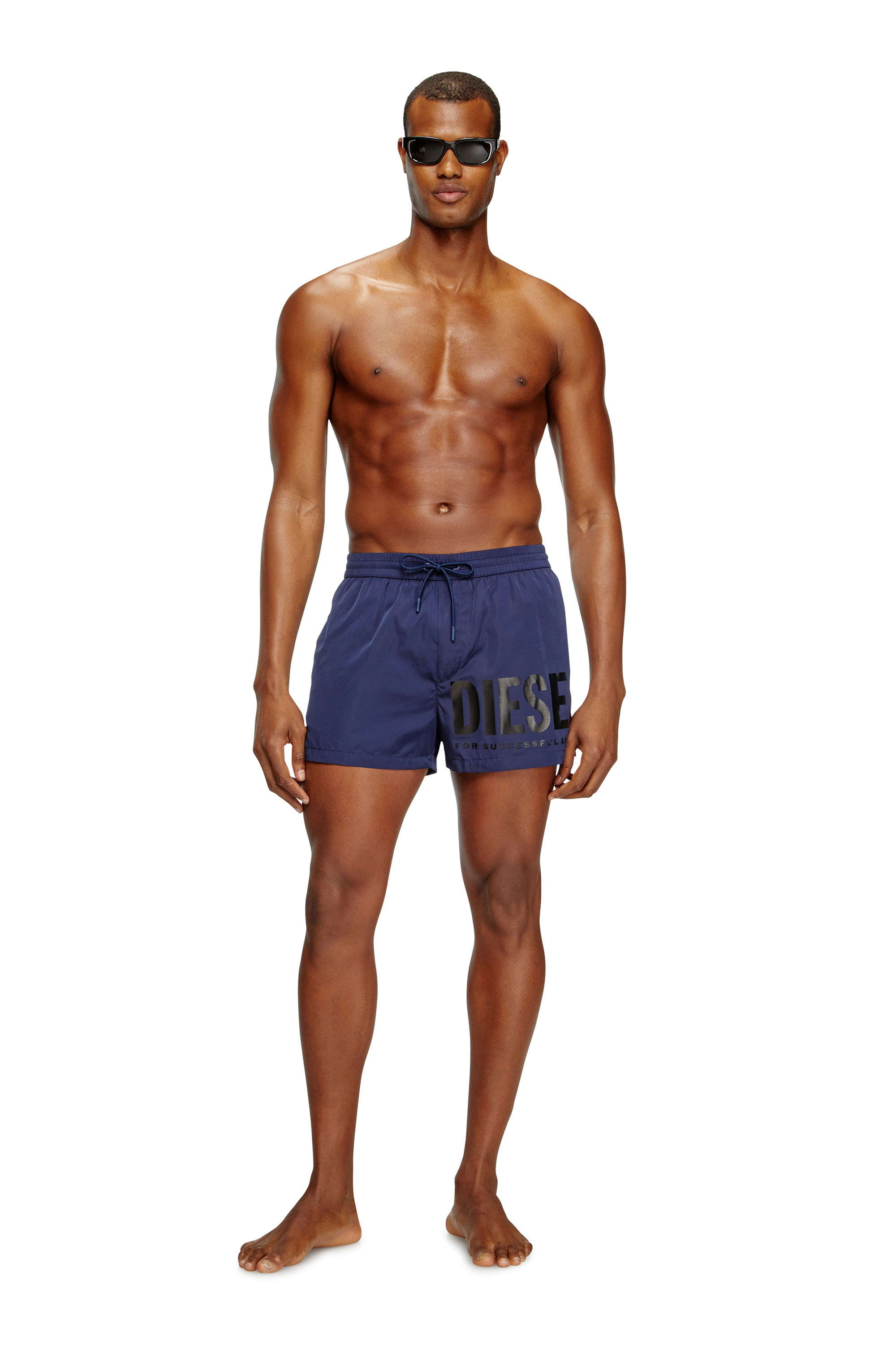 Diesel - MARIO-34-D-CORE, Man's Swim shorts with logo print in Blue - 1