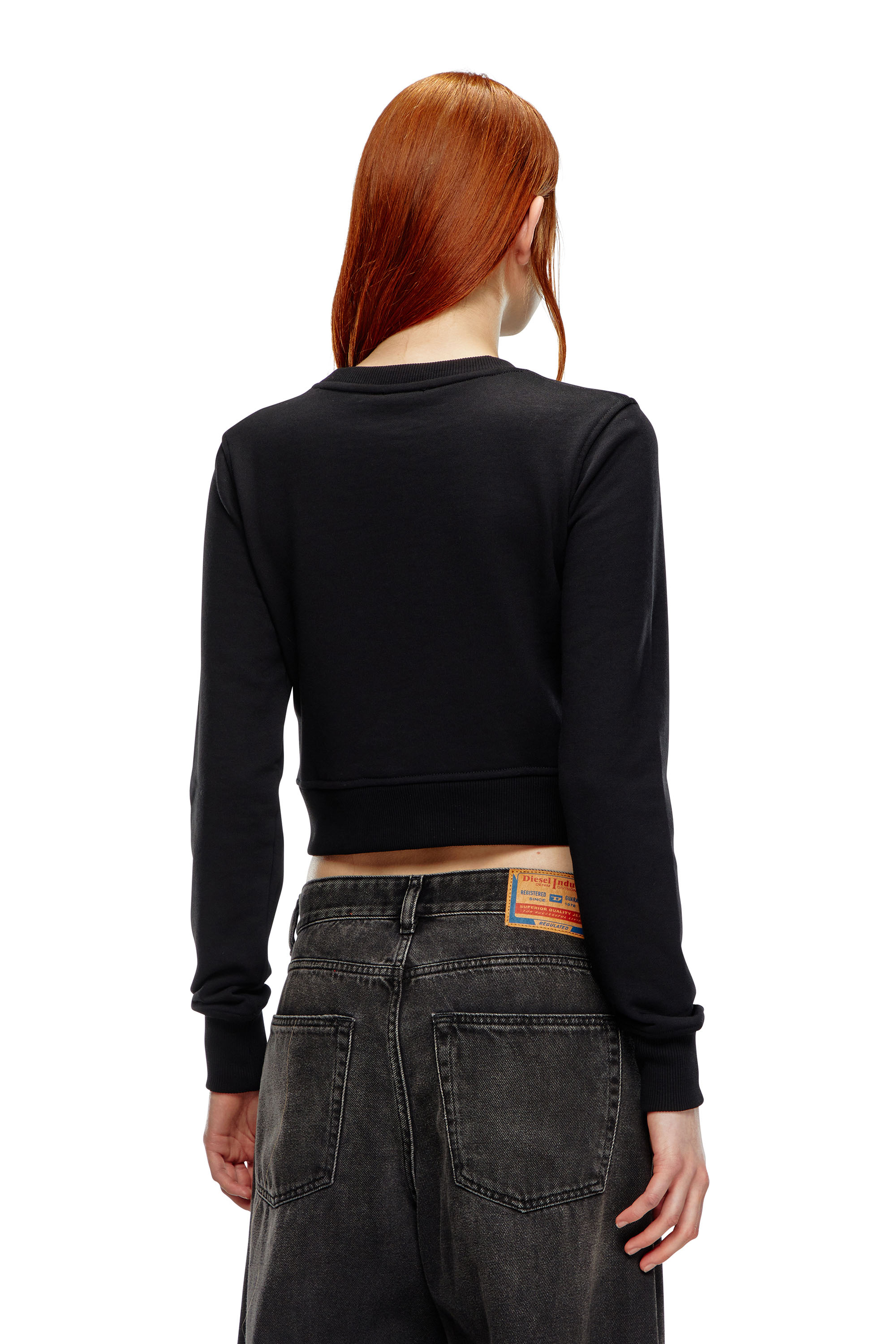 Diesel - F-SLIMMY-OD, Woman's Cropped sweatshirt with cut-out logo in Black - 4