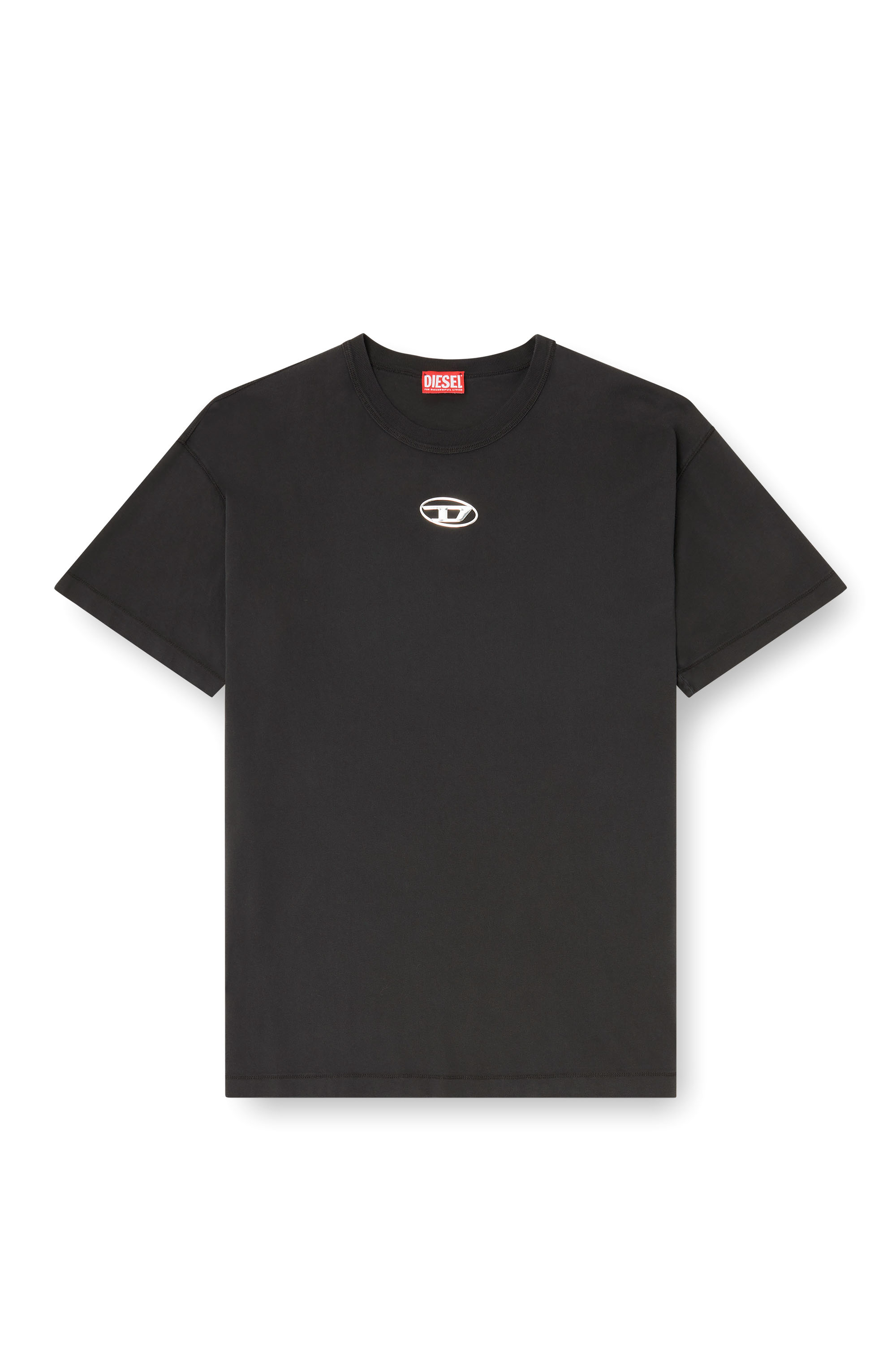 Diesel - T-NORM-IOD, Man's Light cotton T-shirt with metallic Oval D logo in Black - 2