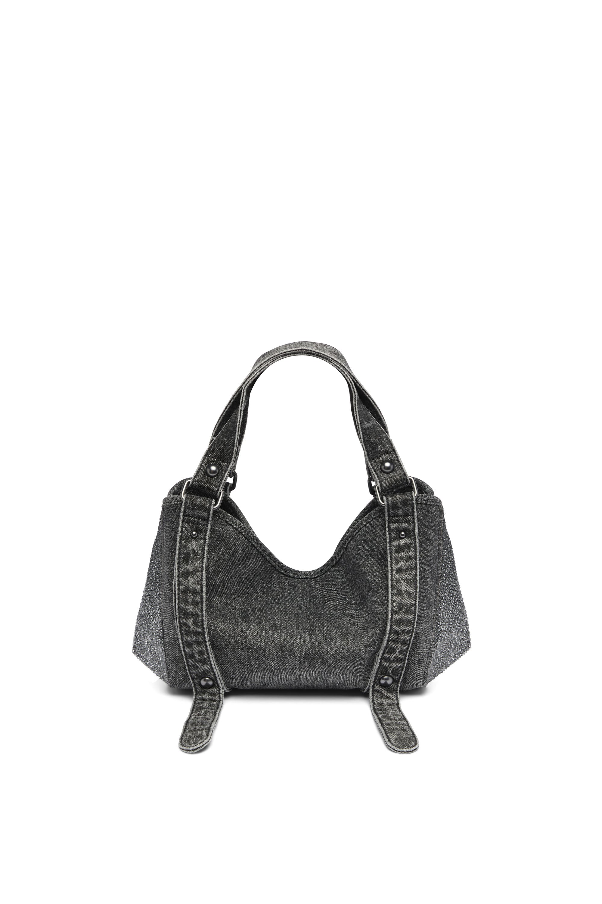 Diesel - D-ONE TOPHANDLE S, Woman's D-One-Small top-handle bag in crystal solarised denim in Black - 3