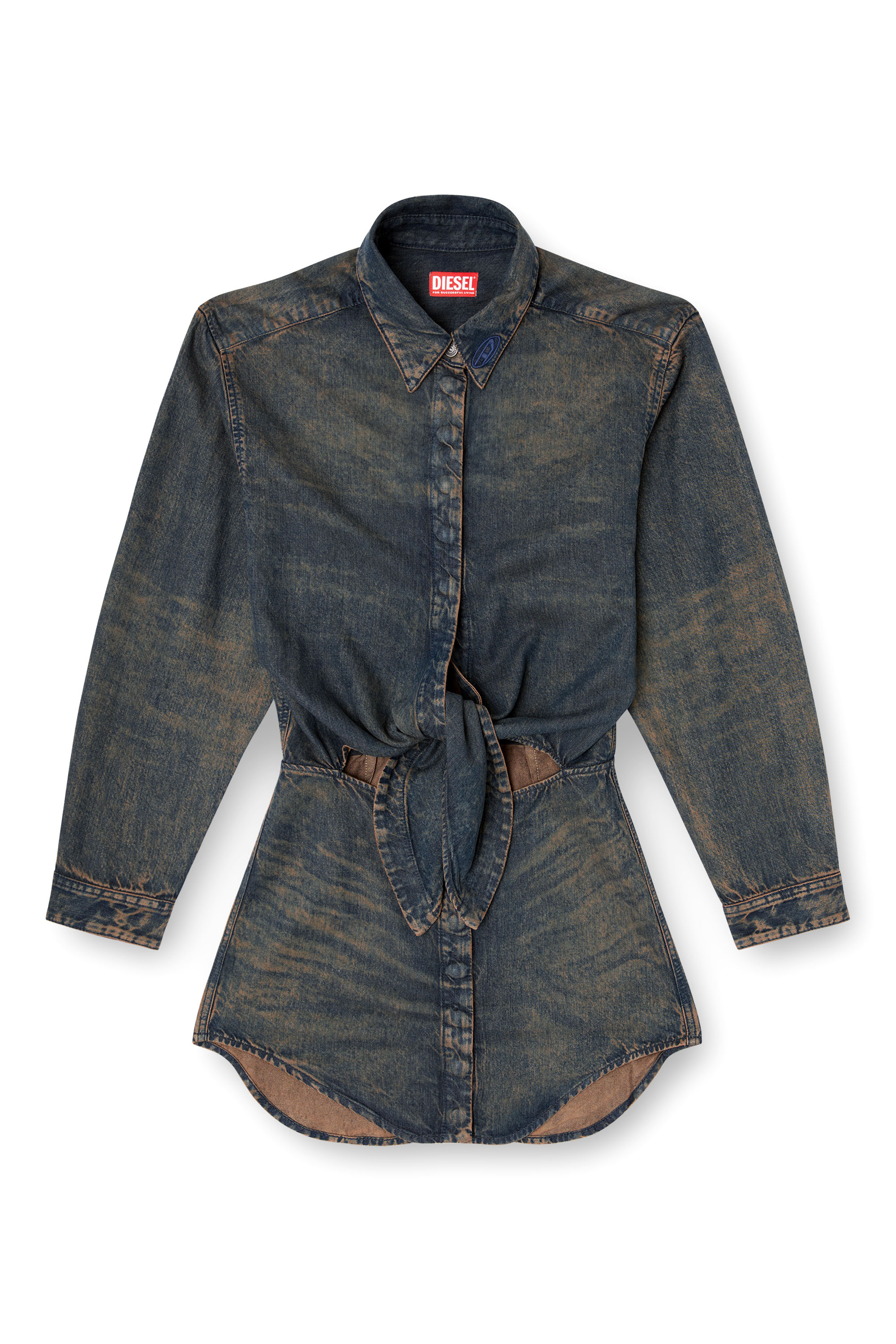 Diesel - DE-SUSAN-S, Woman's Dress in fluid denim in Dark Blue - 2