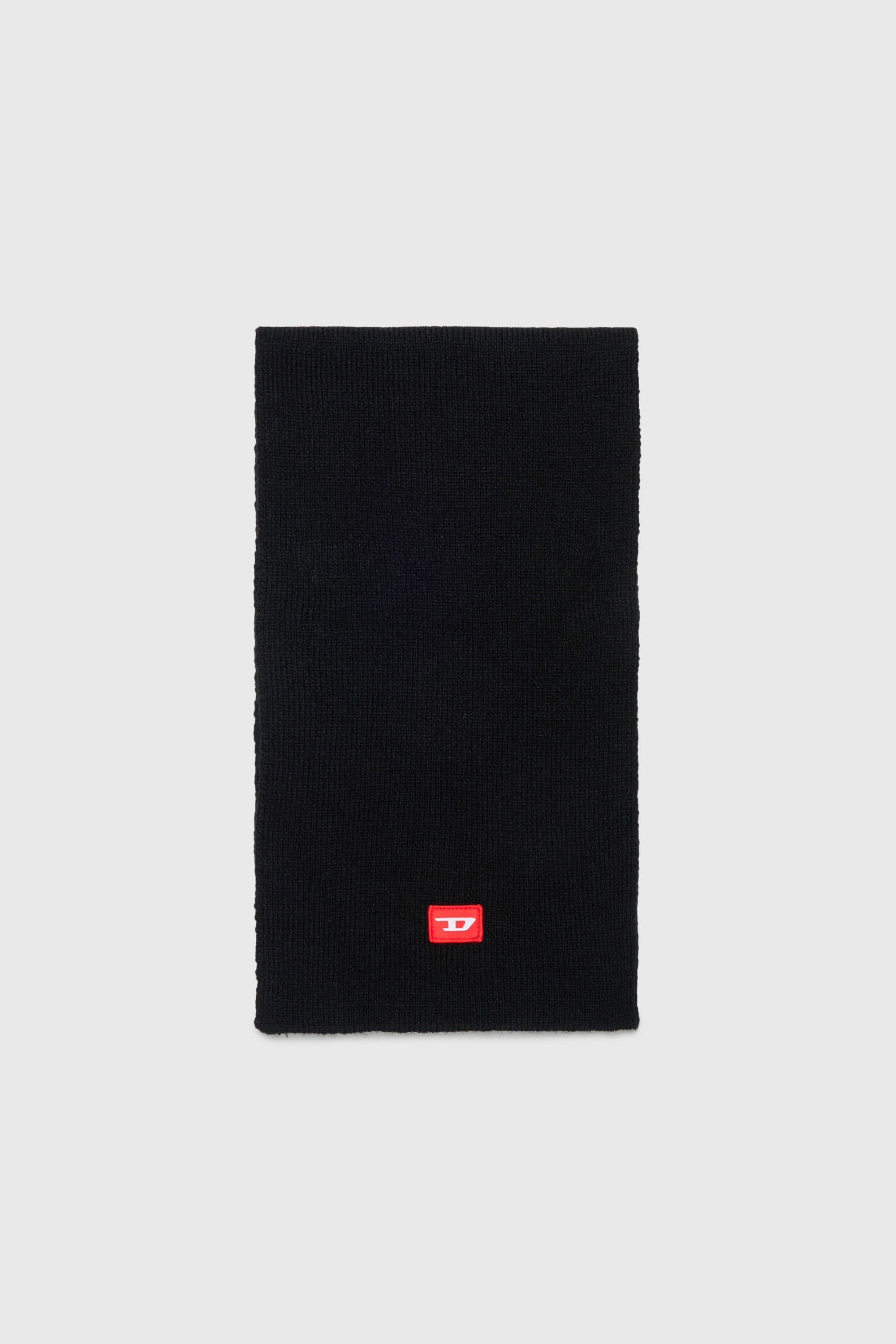 Diesel - RLOT, Unisex's Wool-blend scarf with D logo patch in Black - 1