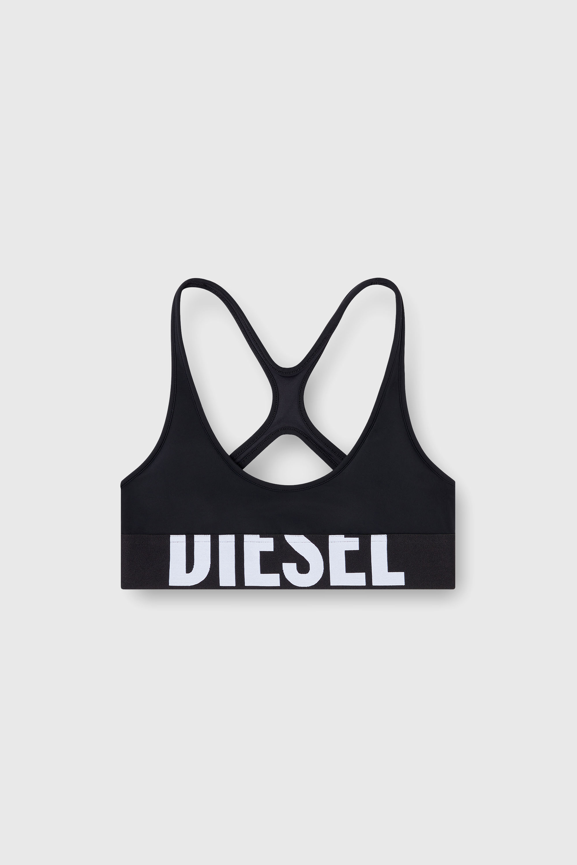 Diesel - ALLISON-D-POP, Woman's Microfibre sports bra with cut-off logo in Black - 1
