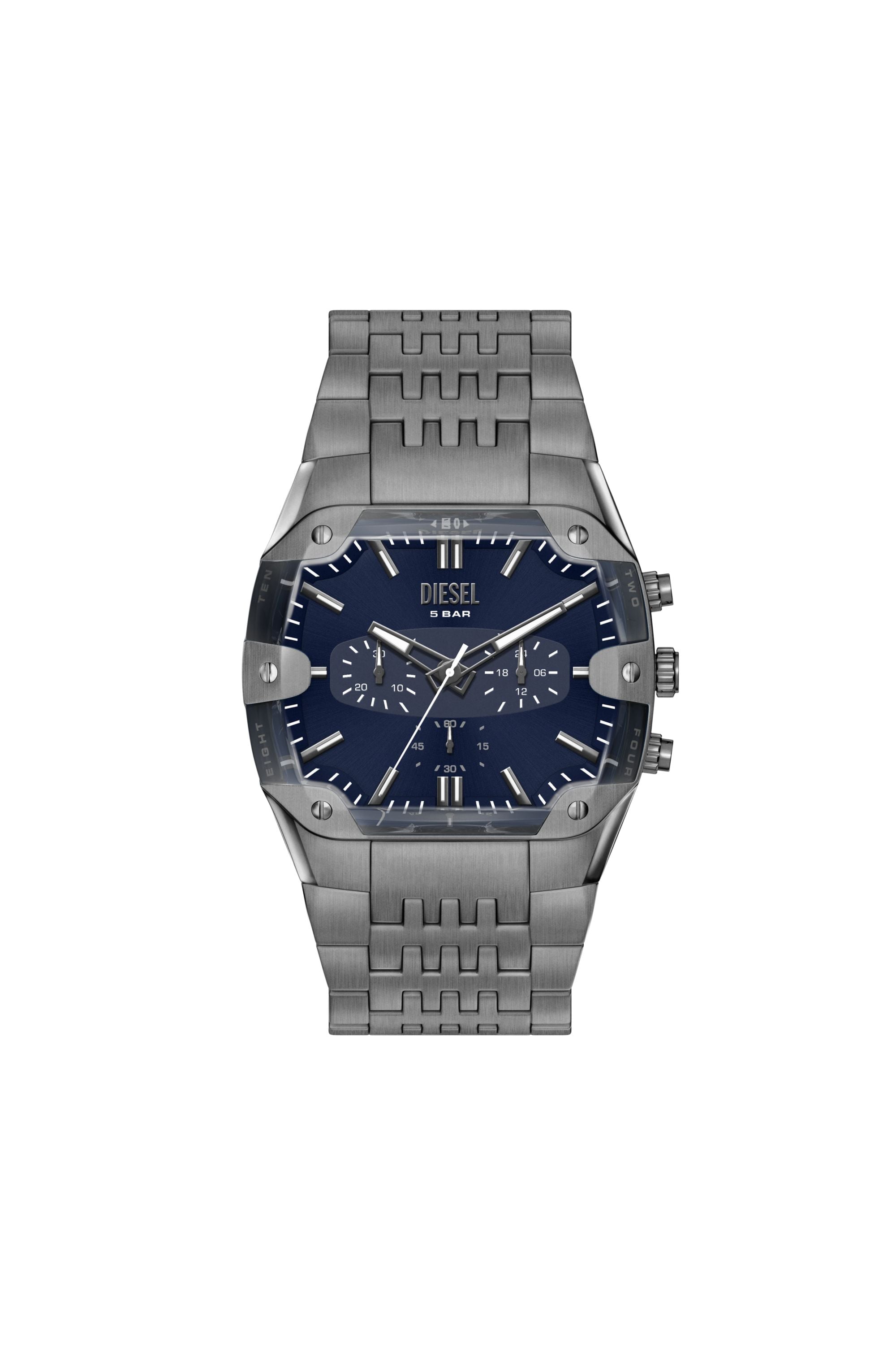 Diesel - DZ4717 WATCH, Man's Spiked Cushion gunmetal stainless steel watch in Dark grey - 1