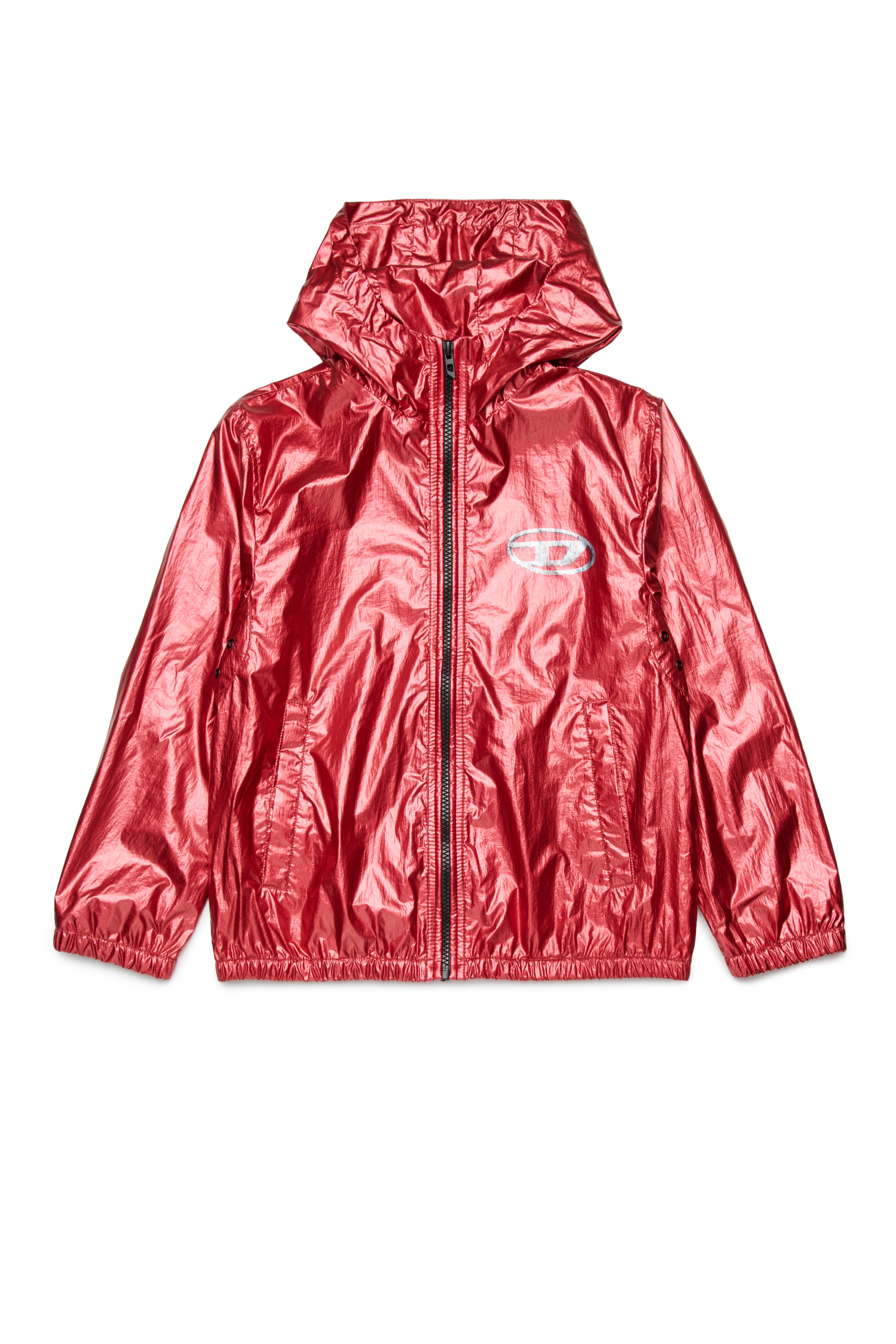 Diesel - JAOTTE, Unisex's Nylon hooded jacket with shiny finish in Red - 1