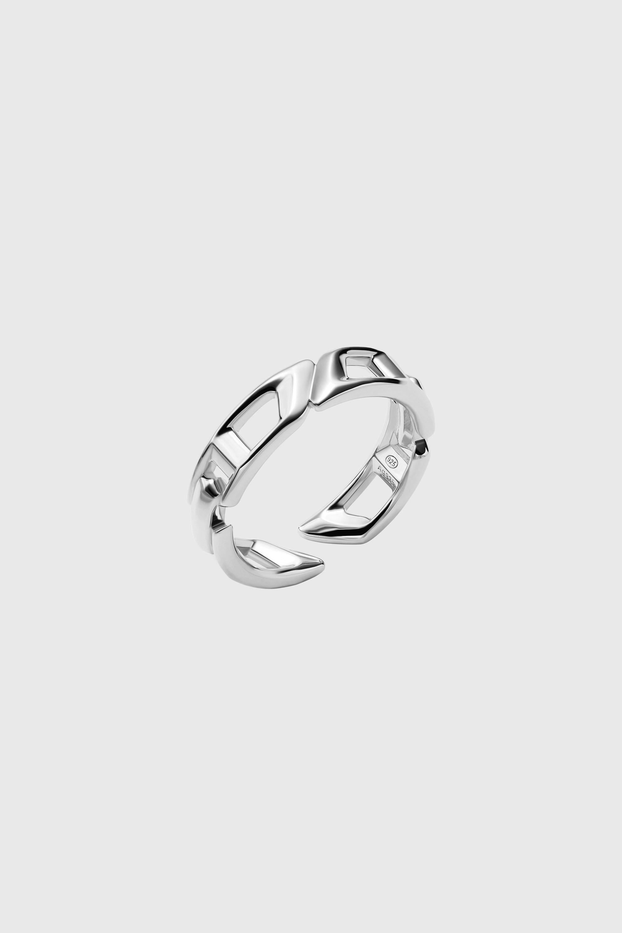 Diesel - DL1349040 STERLING SILVER JEWEL, Unisex's D Logo Sterling Silver Band Ring in Silver - 1