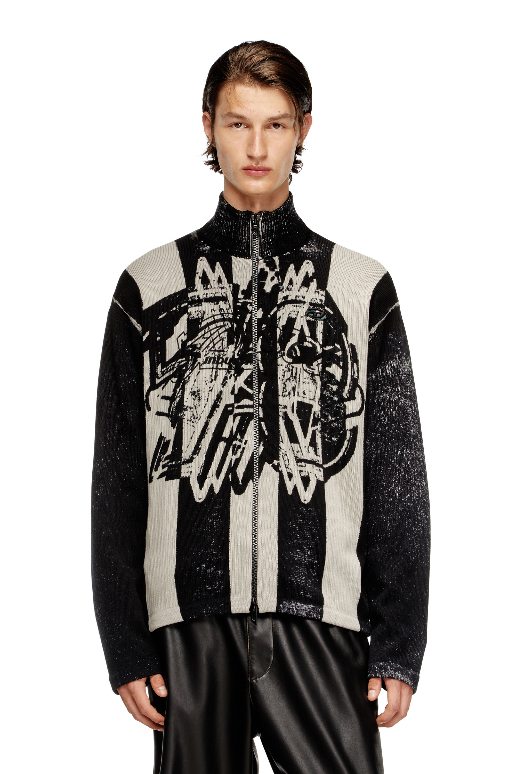 Diesel - K-OLIBA-JKT, Man's Inside-print striped zipped cardigan in null - 1