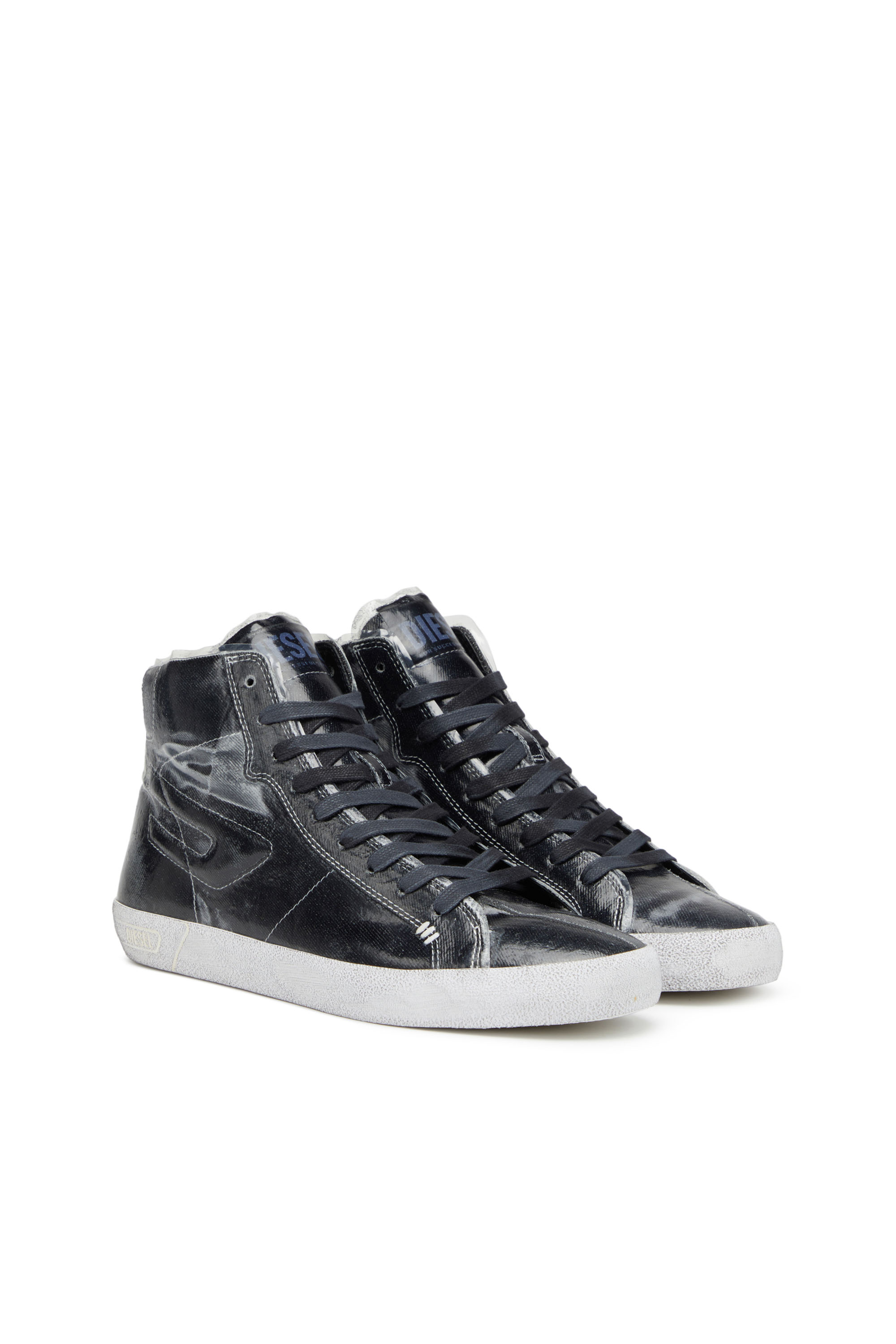 S-LEROJI MID, Black Diesel - S-LEROJI MID, Man's S-Leroji Mid - High-top canvas sneakers with TPU overlay in Black - 2