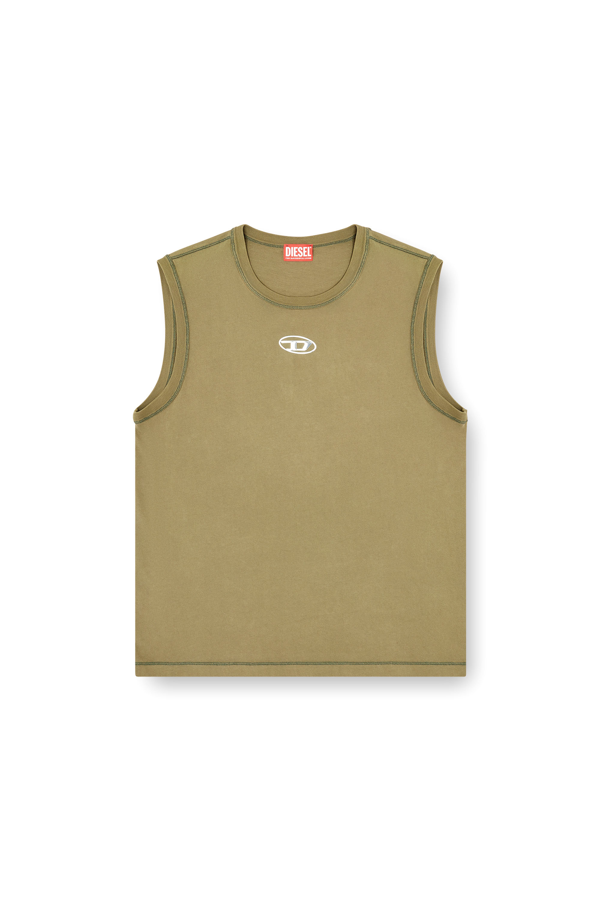 Diesel - T-BISCO-IOD, Man's Sleeveless cotton top with metallic Oval D in null - 2
