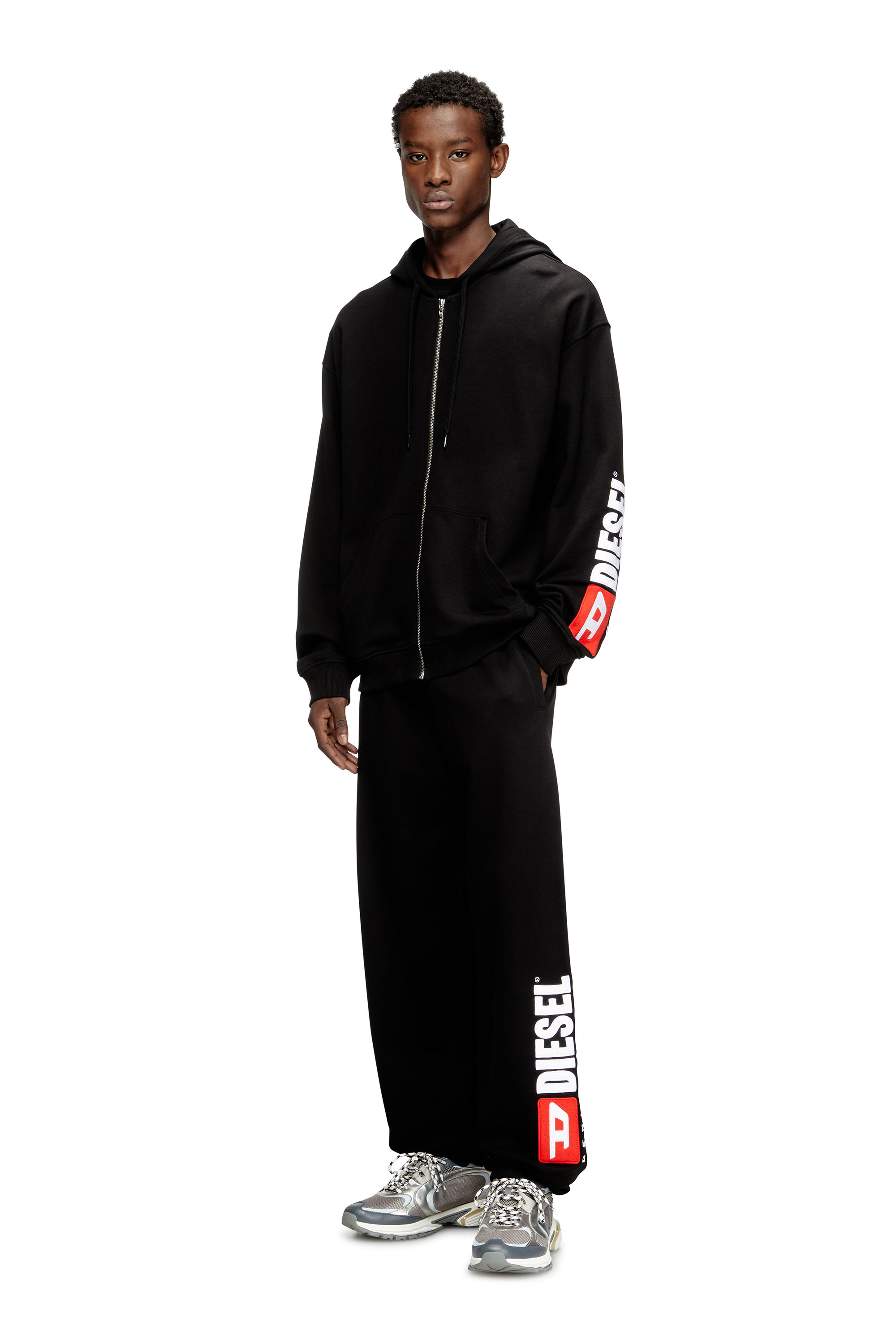 Diesel - S-BOXT-ZIP-HOOD-DIV, Man's Hoodie with logo patch embroidery in Black - 1