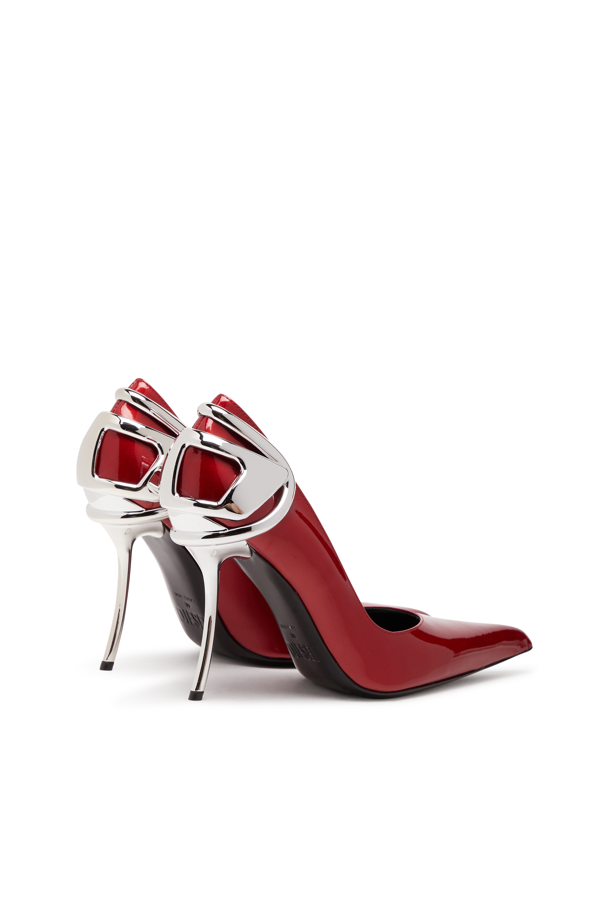 Diesel - D-TEN&HALF P, Woman's D-Ten&Half-Patent leather pumps with Oval D heel in Red - 4