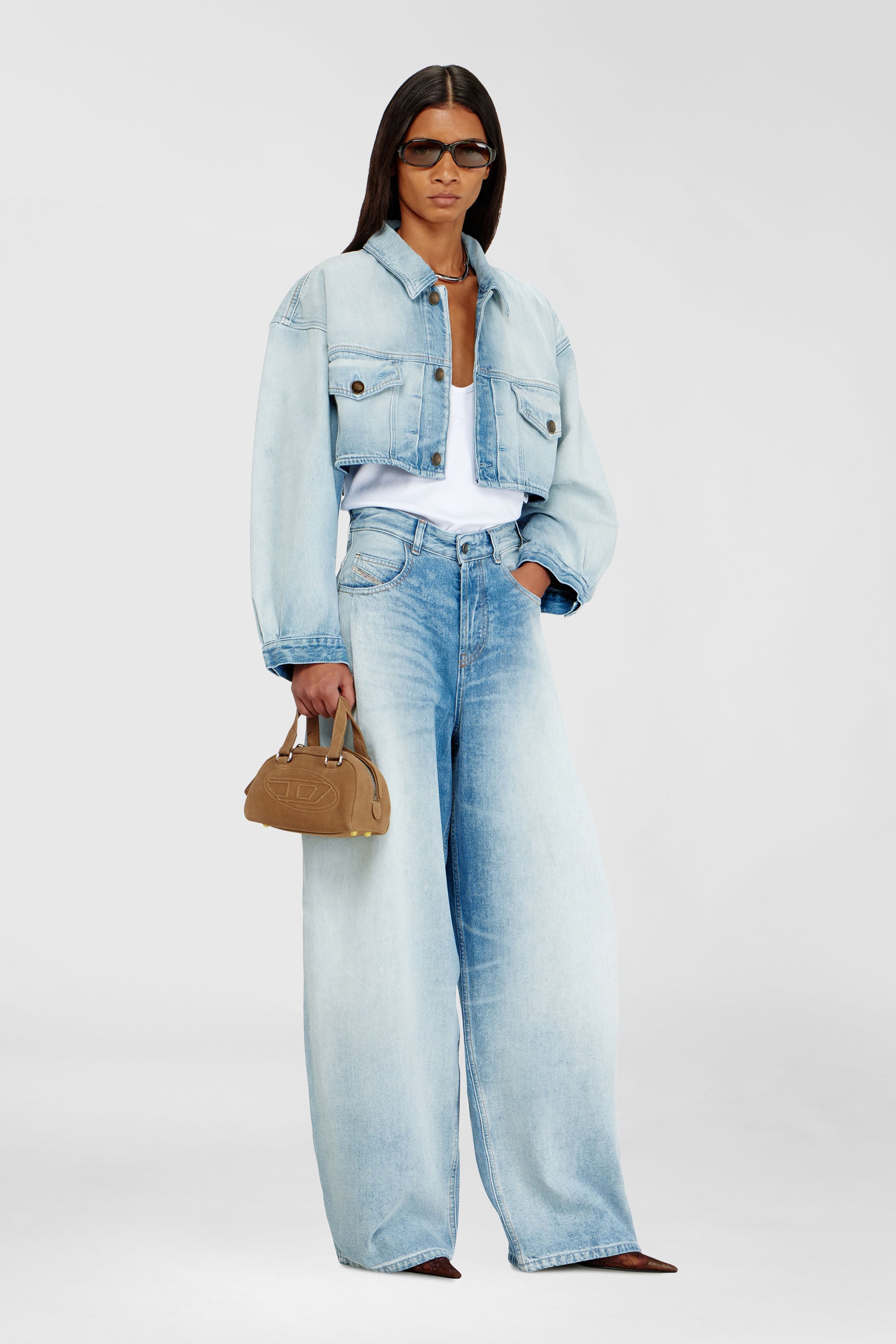 Diesel - 1DR DOME CROSSBODY, Unisex's 1DR Dome-Suede small bowling bag in Beige - 2