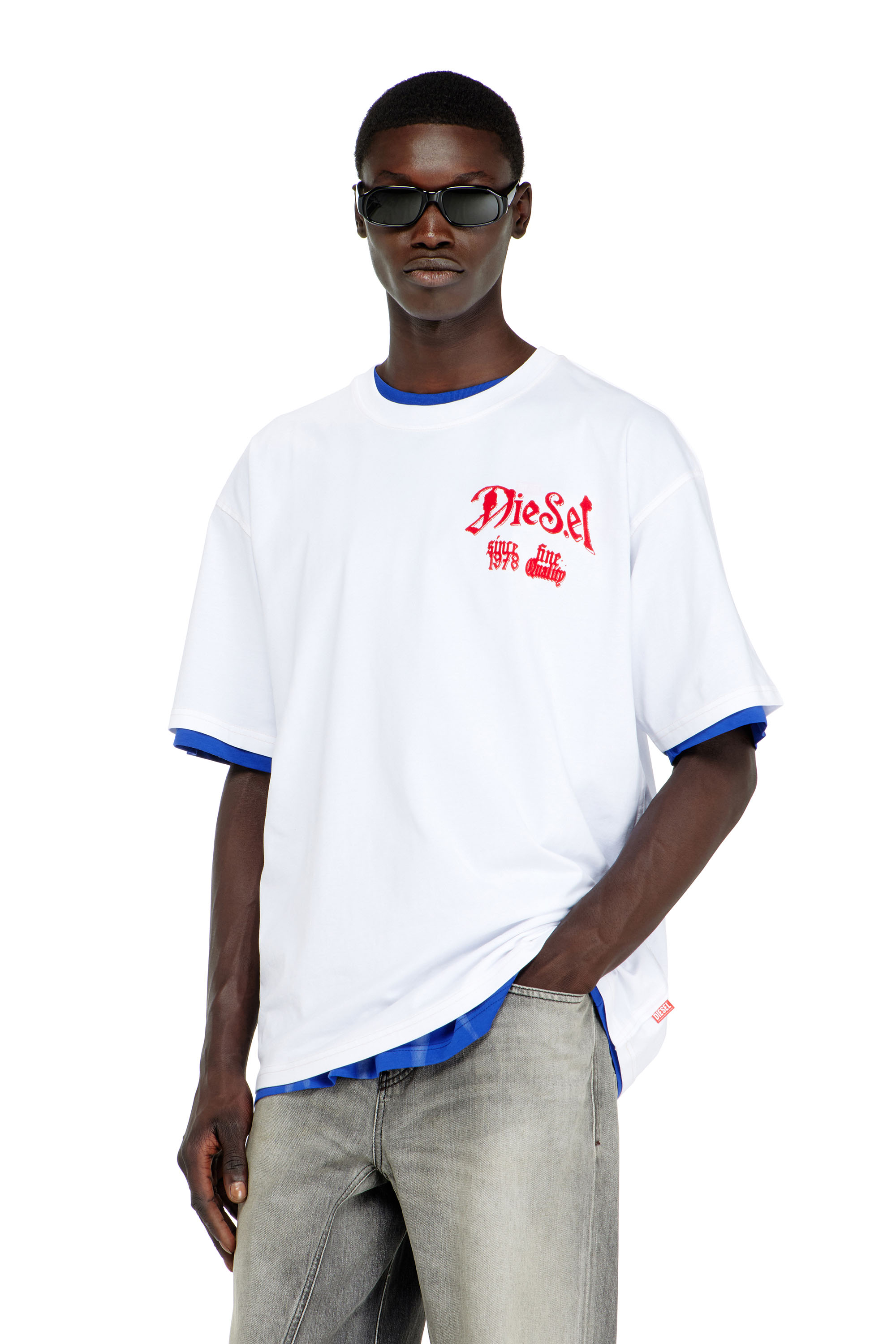 Diesel - T-BOXT-AA2, Man's Cotton T-shirt with flock graphic in null - 1