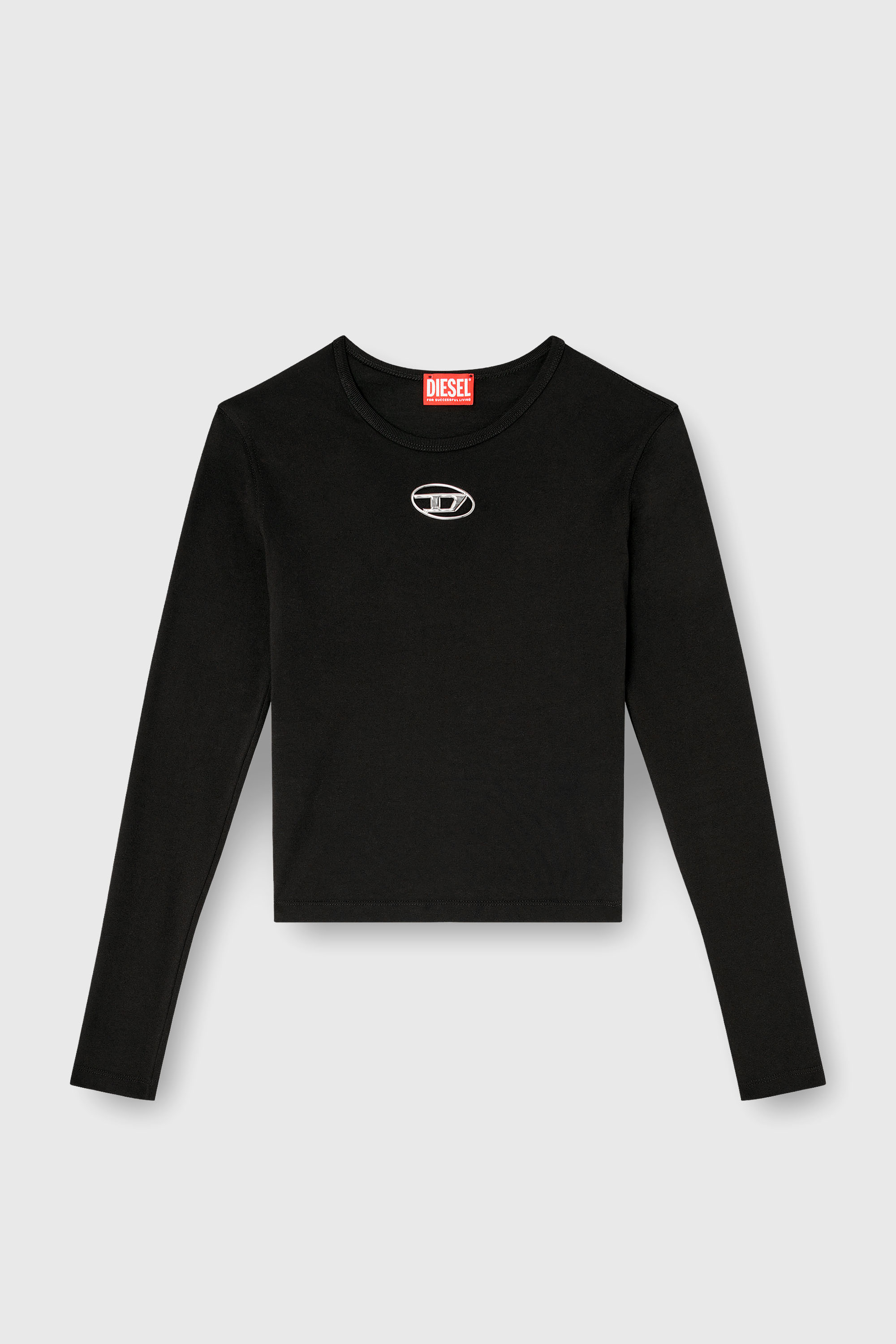 Diesel - T-UNCUTIE-LONG-LS-OD, Woman's Long-sleeve top with Oval D cut-out in Black - 2