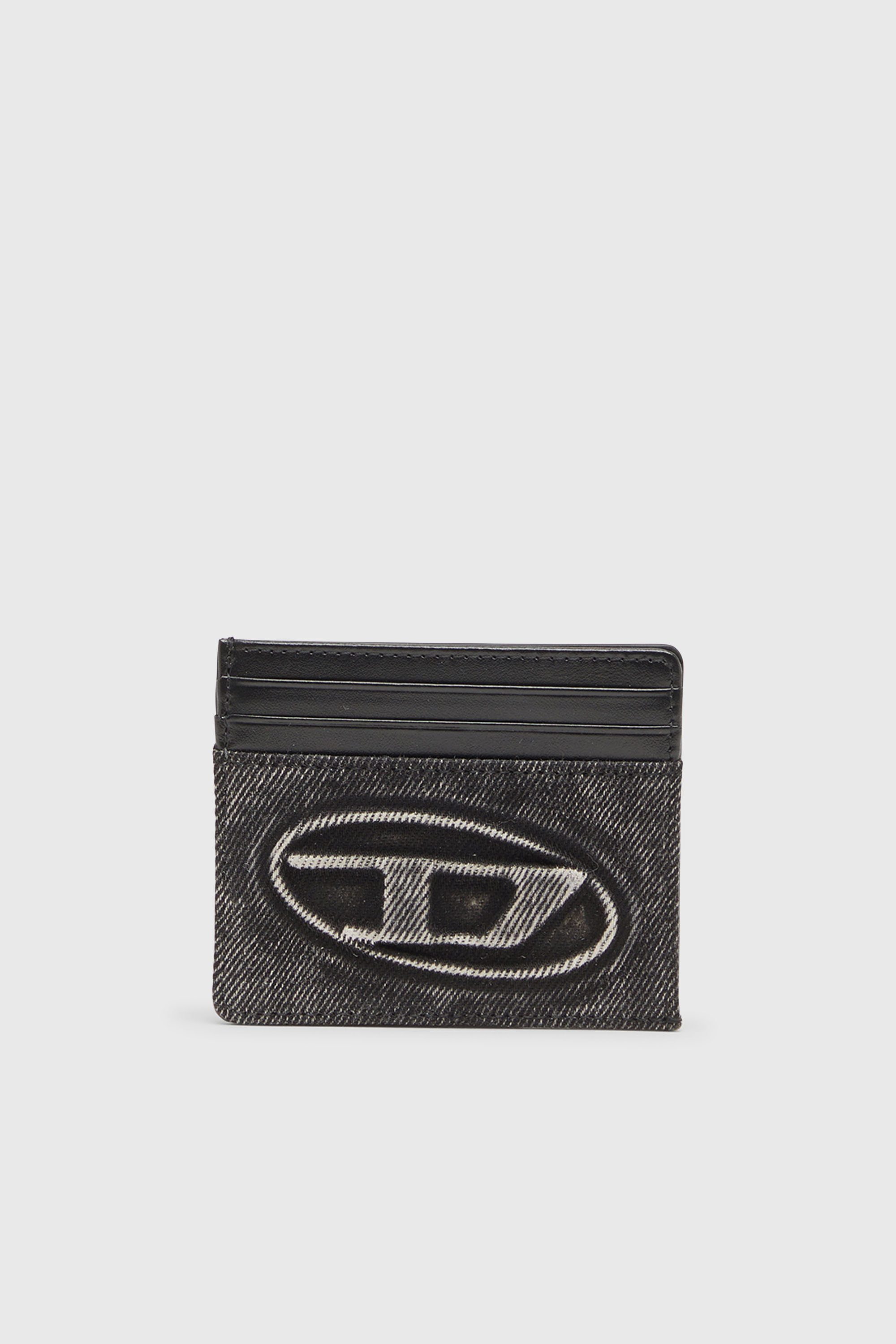 Diesel - 1DR CARD CASE, Unisex's Card holder in washed cotton and leather in Dark grey - 1