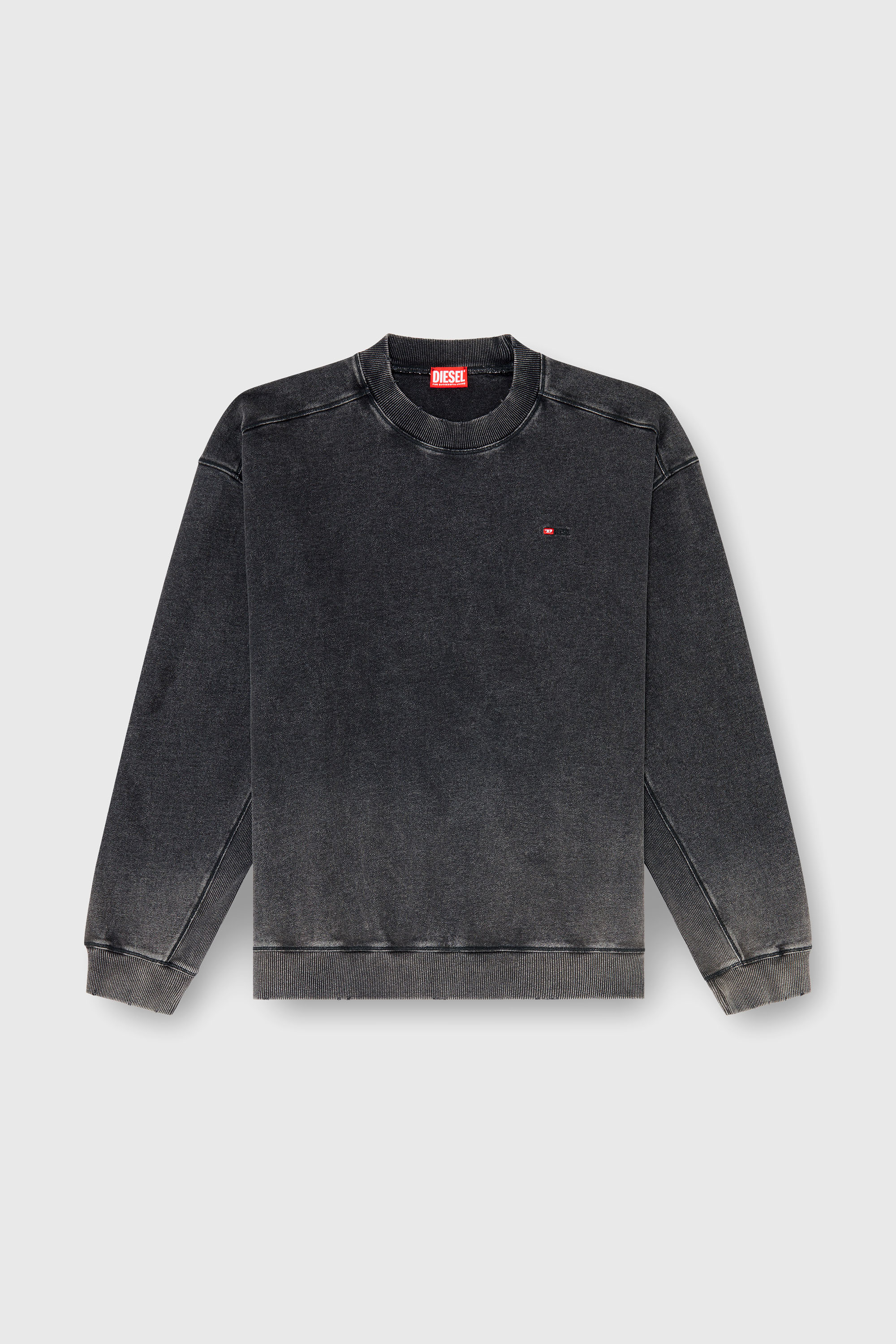 Diesel - S-CROX, Man's Cotton sweatshirt with faded effect in Dark grey - 2