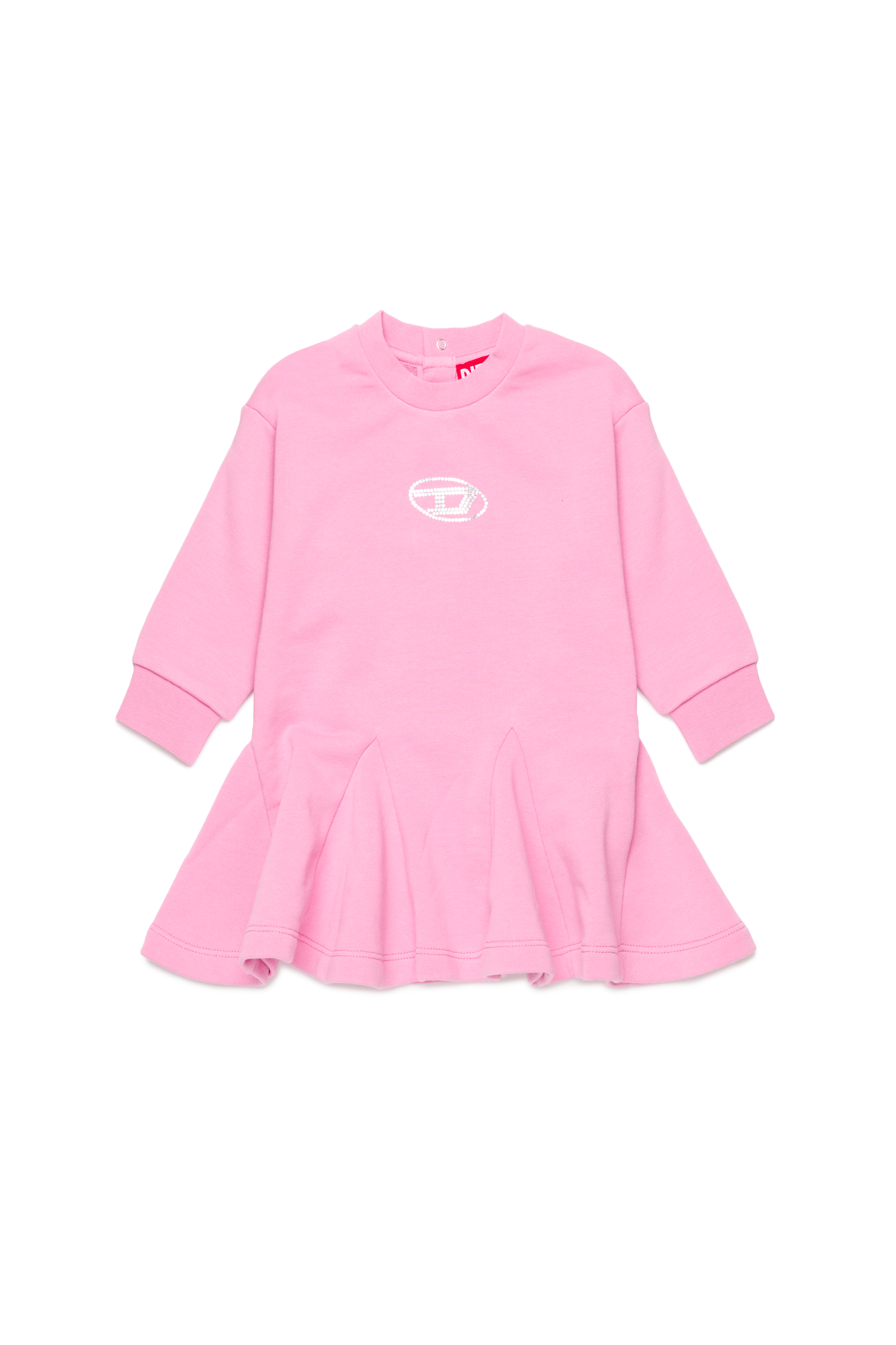 Diesel - DLUNLYB, Woman Sweat cotton dress with crystal Oval D logo in Pink - Image 1