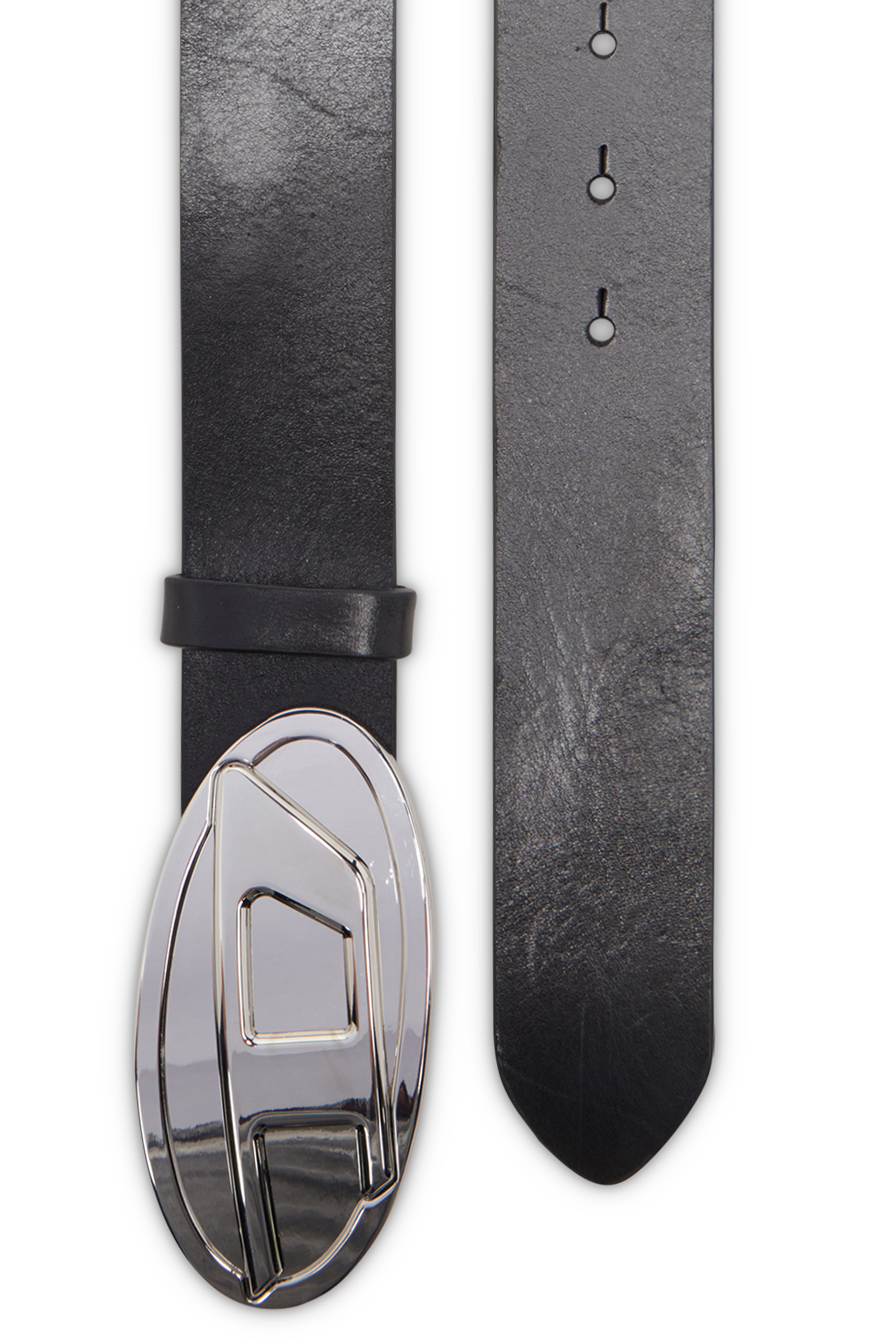 Diesel - B-1DR 2.0, Woman's 4cm leather belt with Oval D plaque in Black - 2