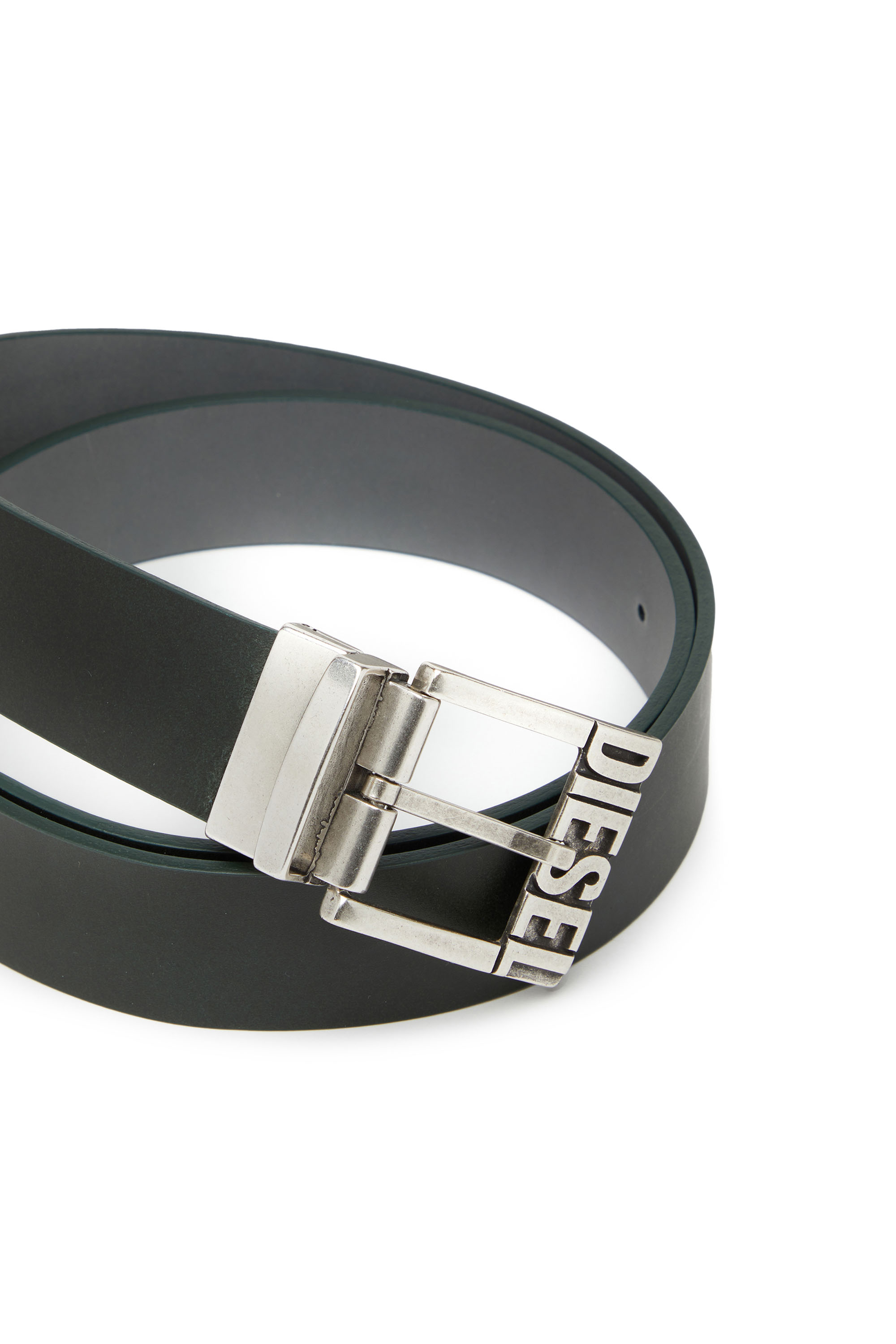Diesel - B-SHIFT II, Man Reversible leather belt in Green - Image 3