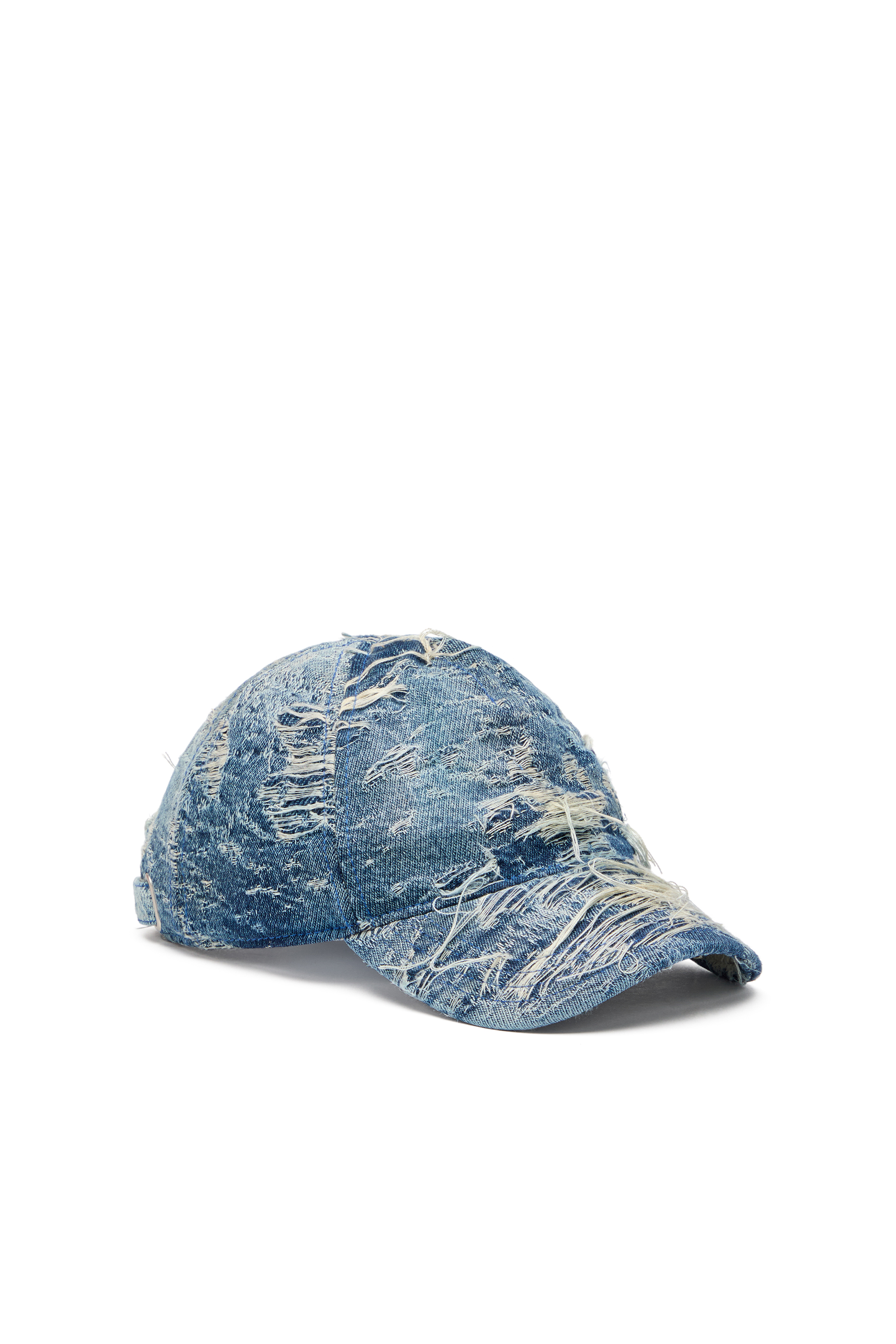 Diesel - C-ASSIDY, Man's Baseball cap in distressed denim in Blue - 1