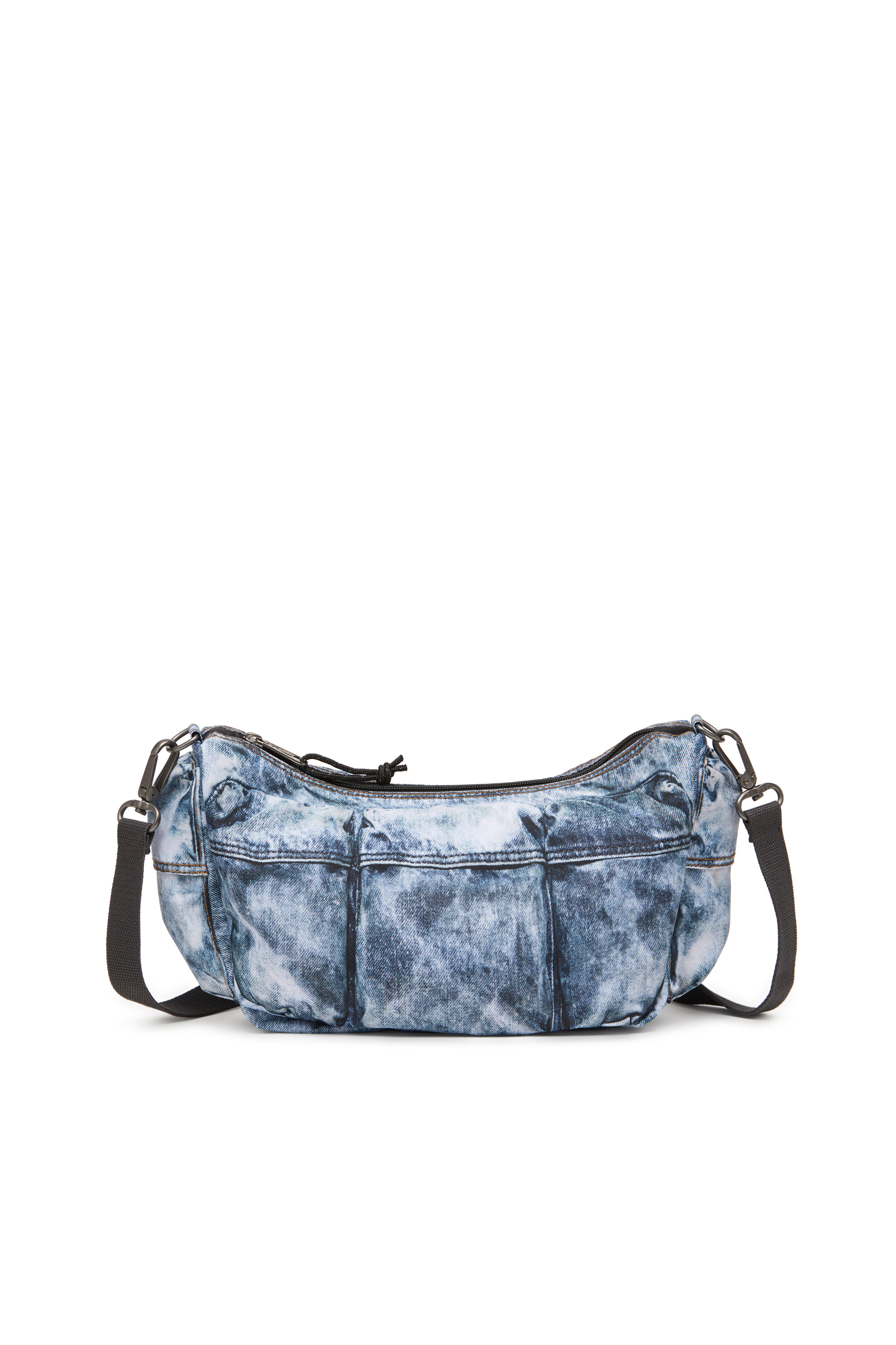 Diesel - DIESEL SHOULDER BAG, Unisex's Multipocket bag in trompe l'oeil denim in Blue - 2