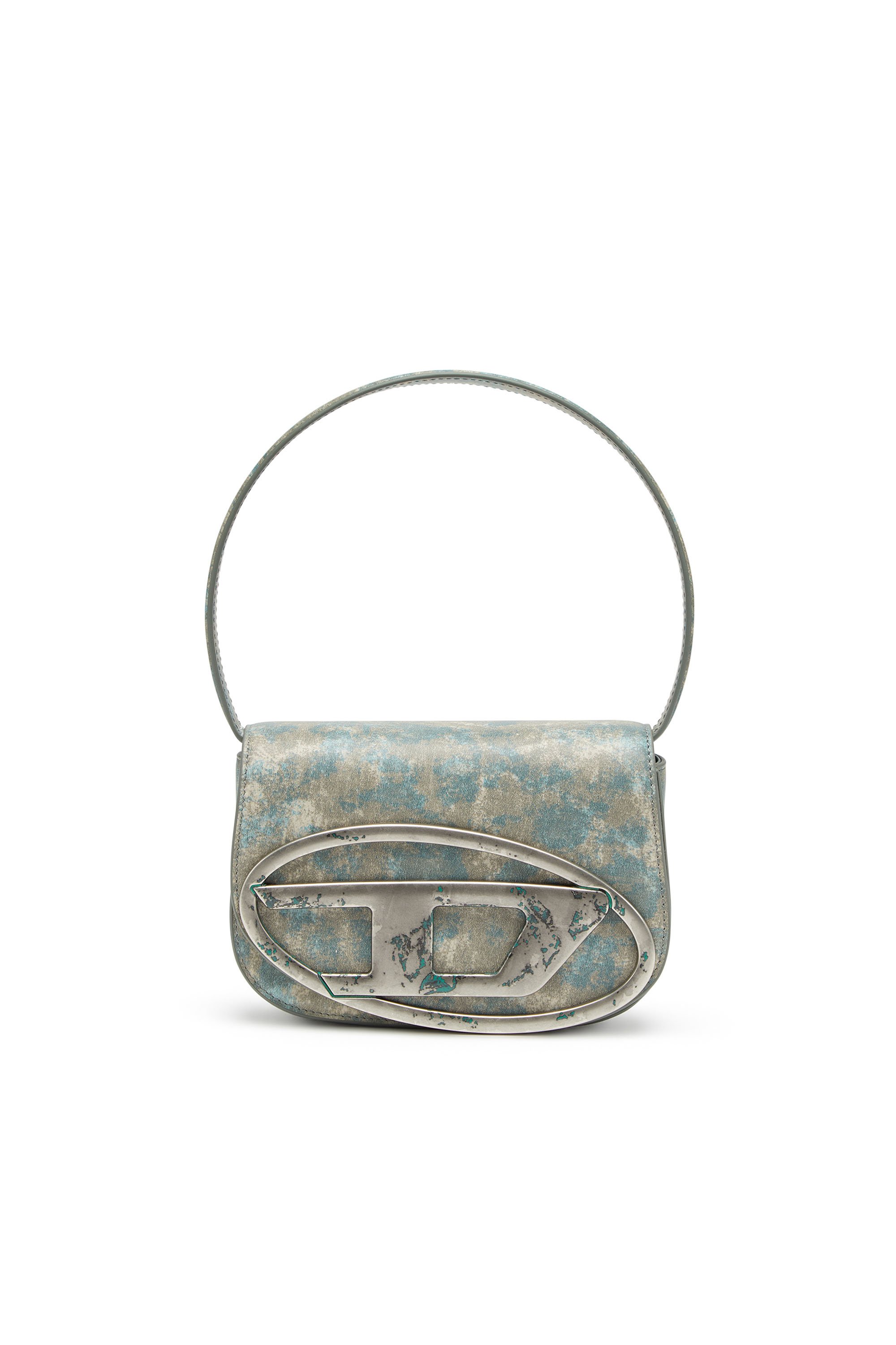 Diesel - 1DR, Woman's 1DR-Iconic shoulder bag in distressed leather in Green/Beige - 1