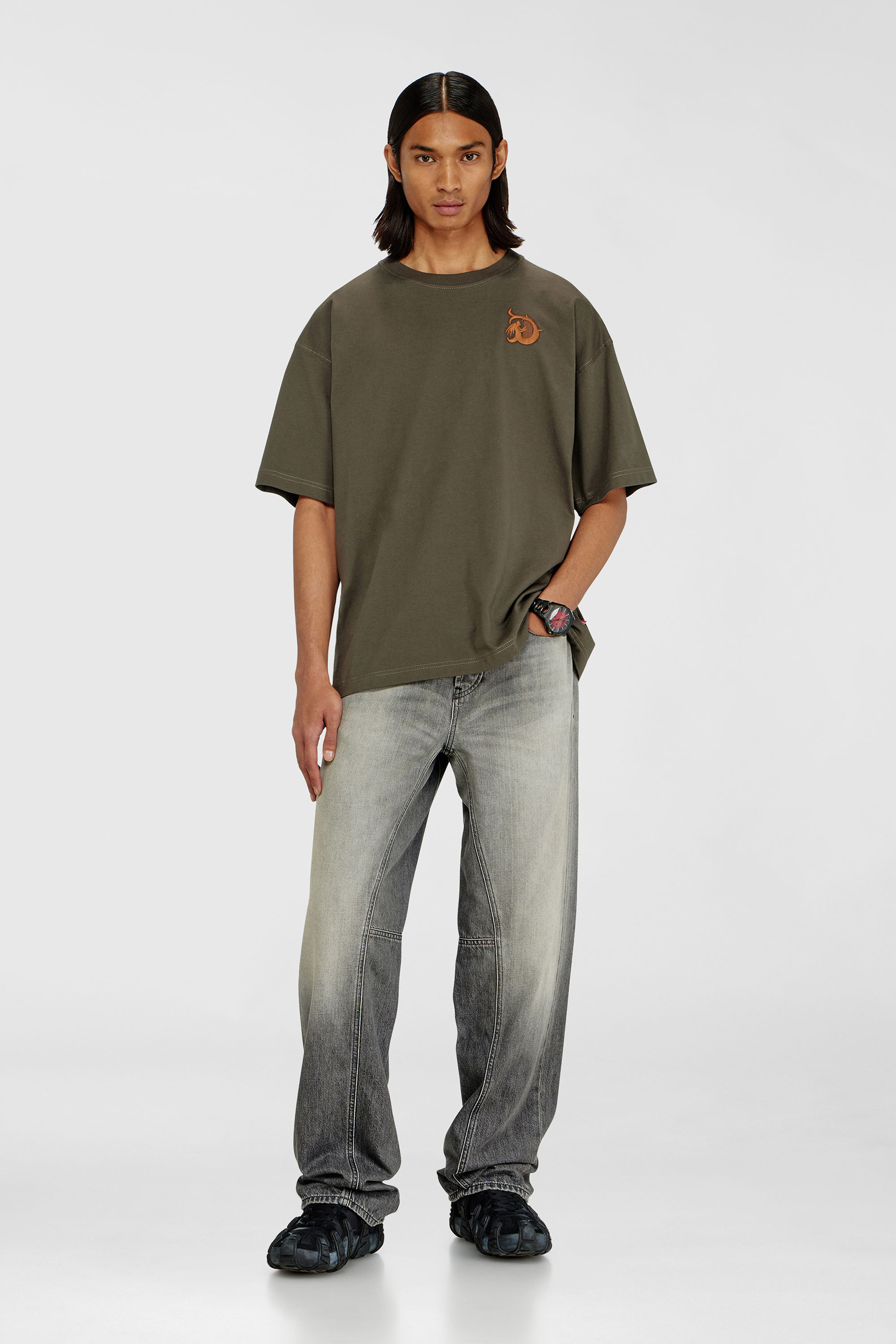 Jersey T-shirt with flocked print