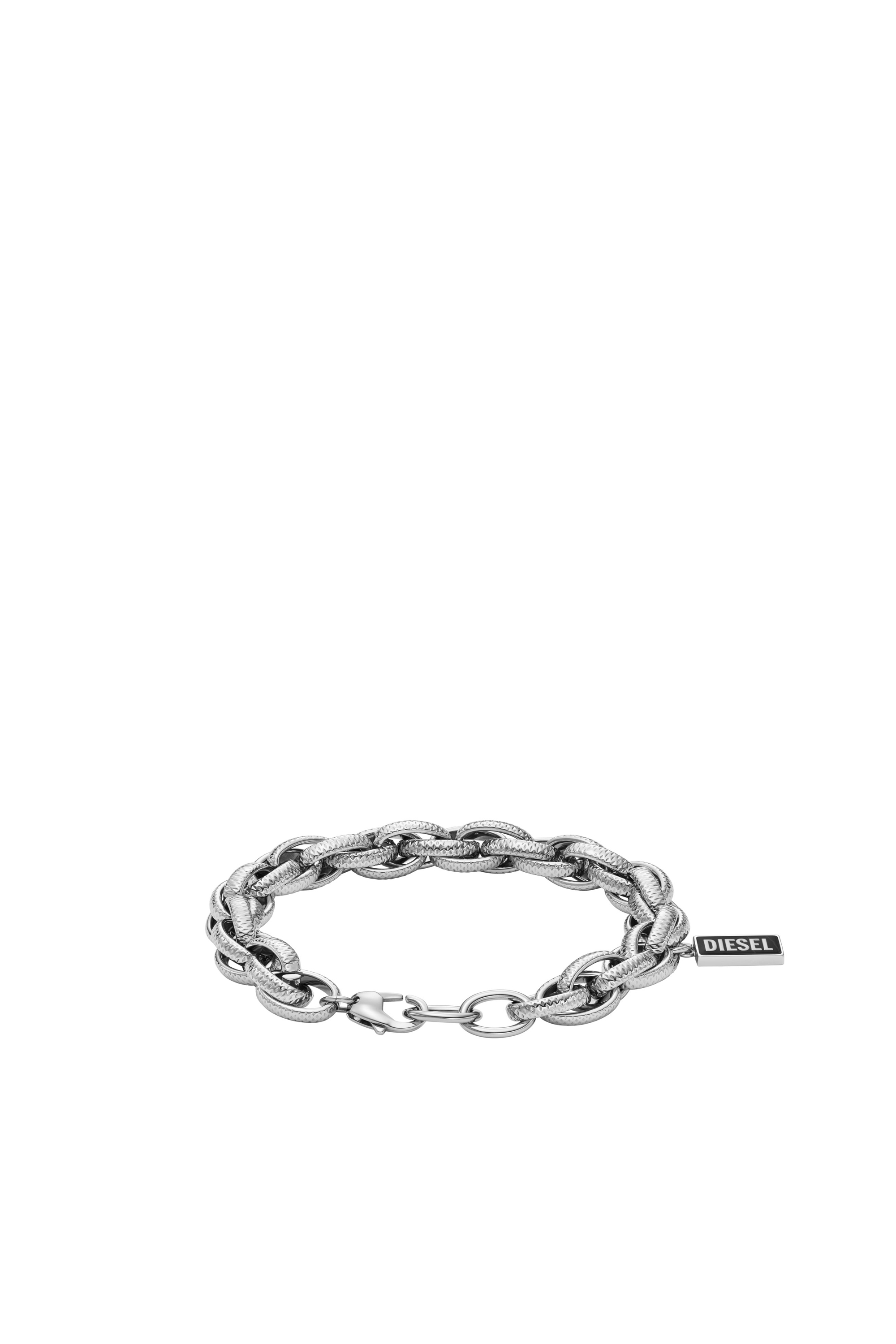 Diesel - DX1514, Unisex's Black agate chain bracelet in Silver - 2