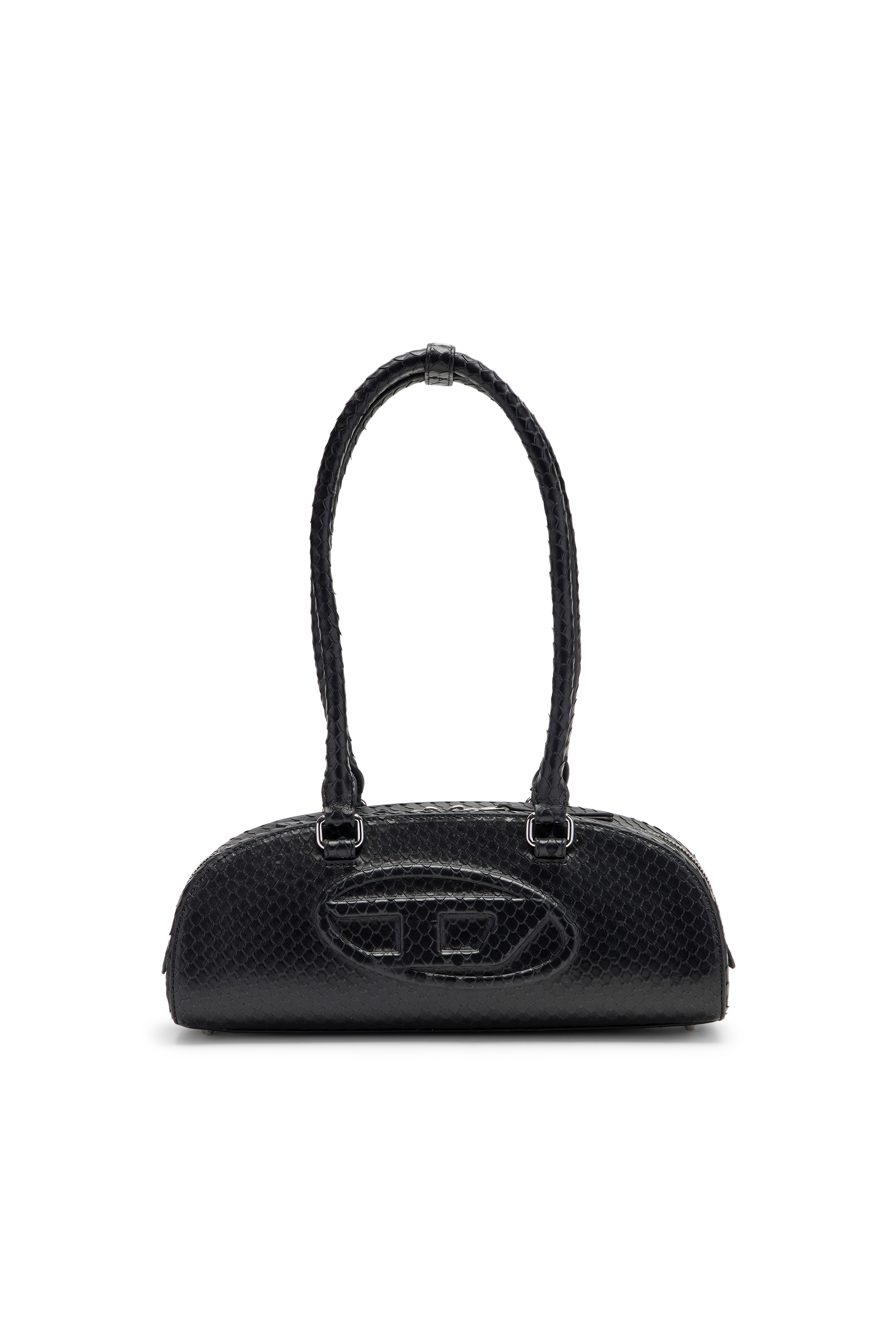 Diesel - 1DR DOME SHOULDER EW, Woman's 1DR Dome-Elongated bowling bag in textured leather in Black - 1