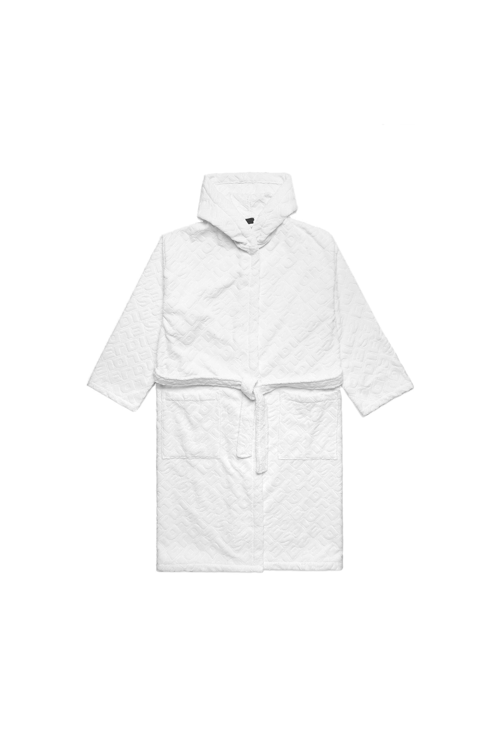 Diesel - ACC  3DLOGO     CAP S/M, Unisex's Bathrobe with hood 3D LOGO, S/M in White - 2
