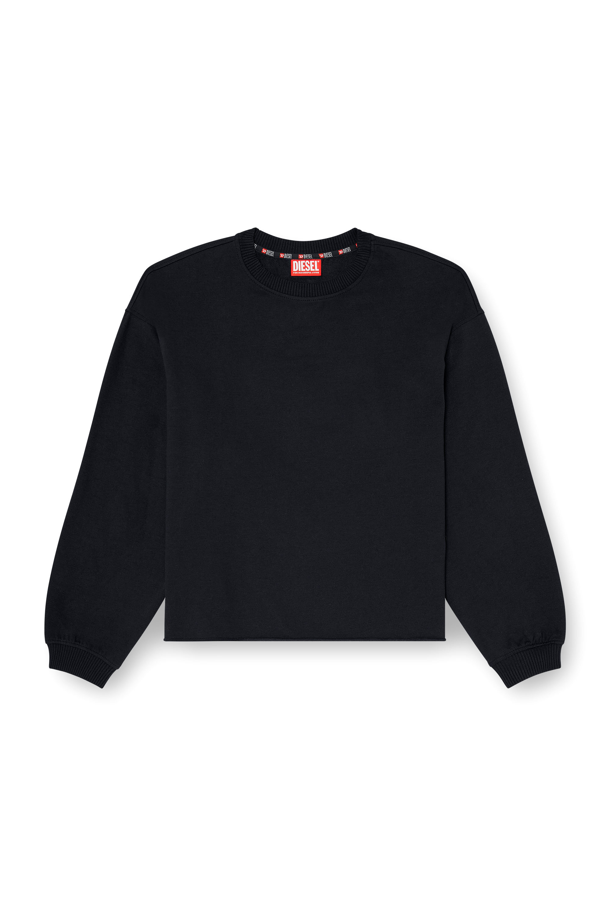 Diesel - PATRICIA-D-CORE, Woman's Peached sweatshirt with raw hem in Black - 2