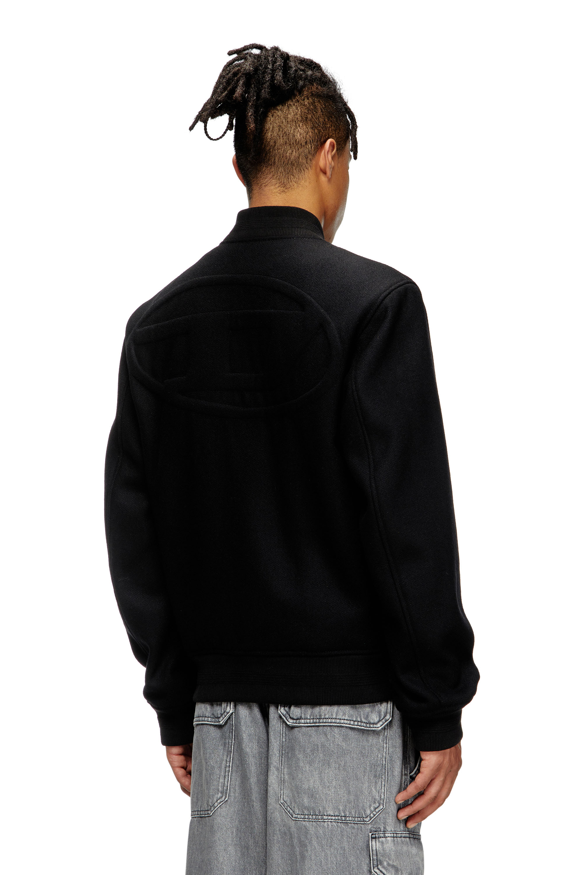 Diesel - J-ARRY, Man's Padded bomber jacket in wool blend in Black - 4