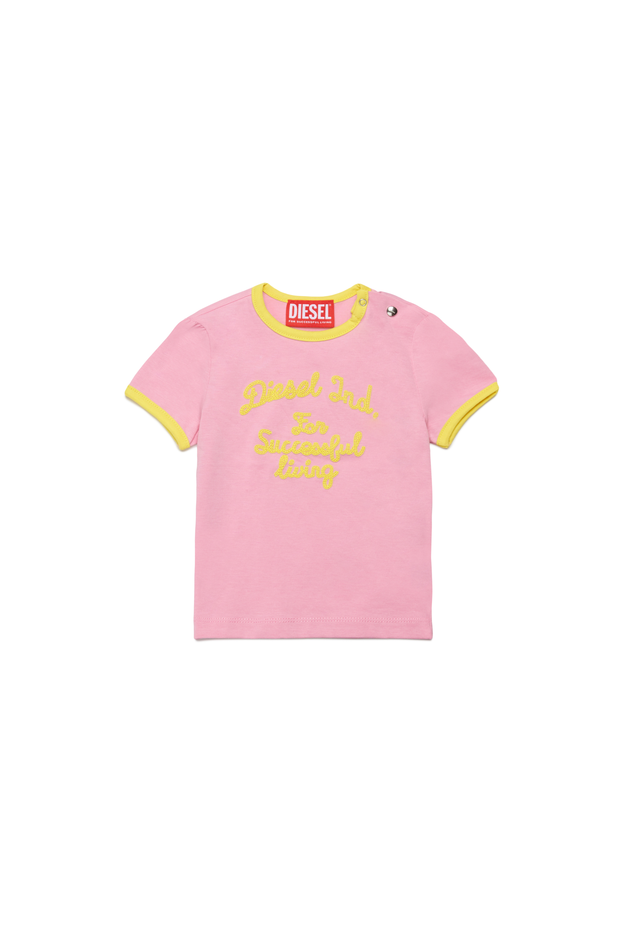Diesel - TELAB, Woman's Ring T-shirt with embroidery in Pink - 1