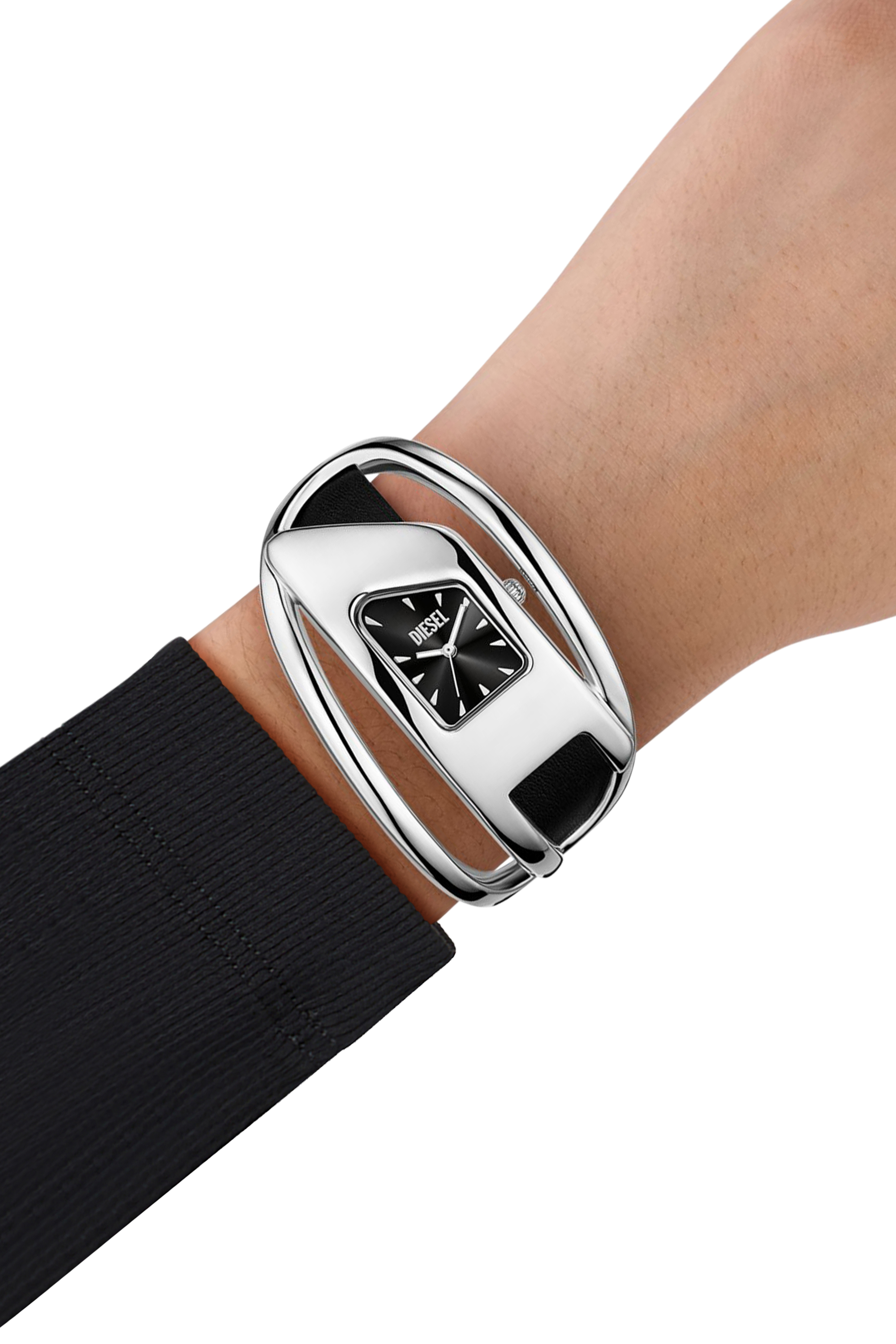 Diesel - DZ5627 WATCH, Woman's Wrap-D black leather watch in Silver/Black - 4