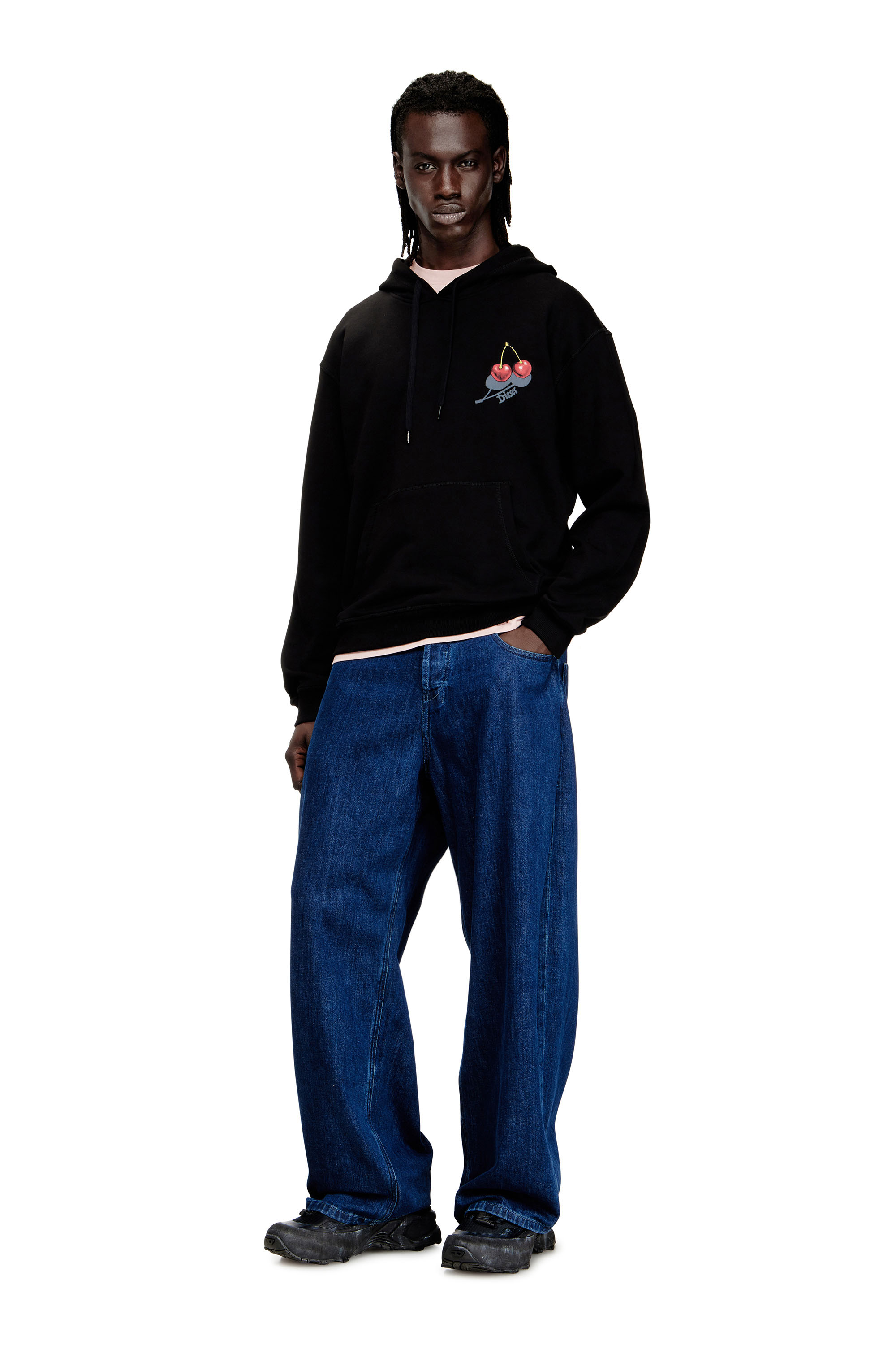 Diesel - SV-S-NORM-HOOD-CHER, Unisex's Hoodie in cotton with cherry graphic in Black - 3