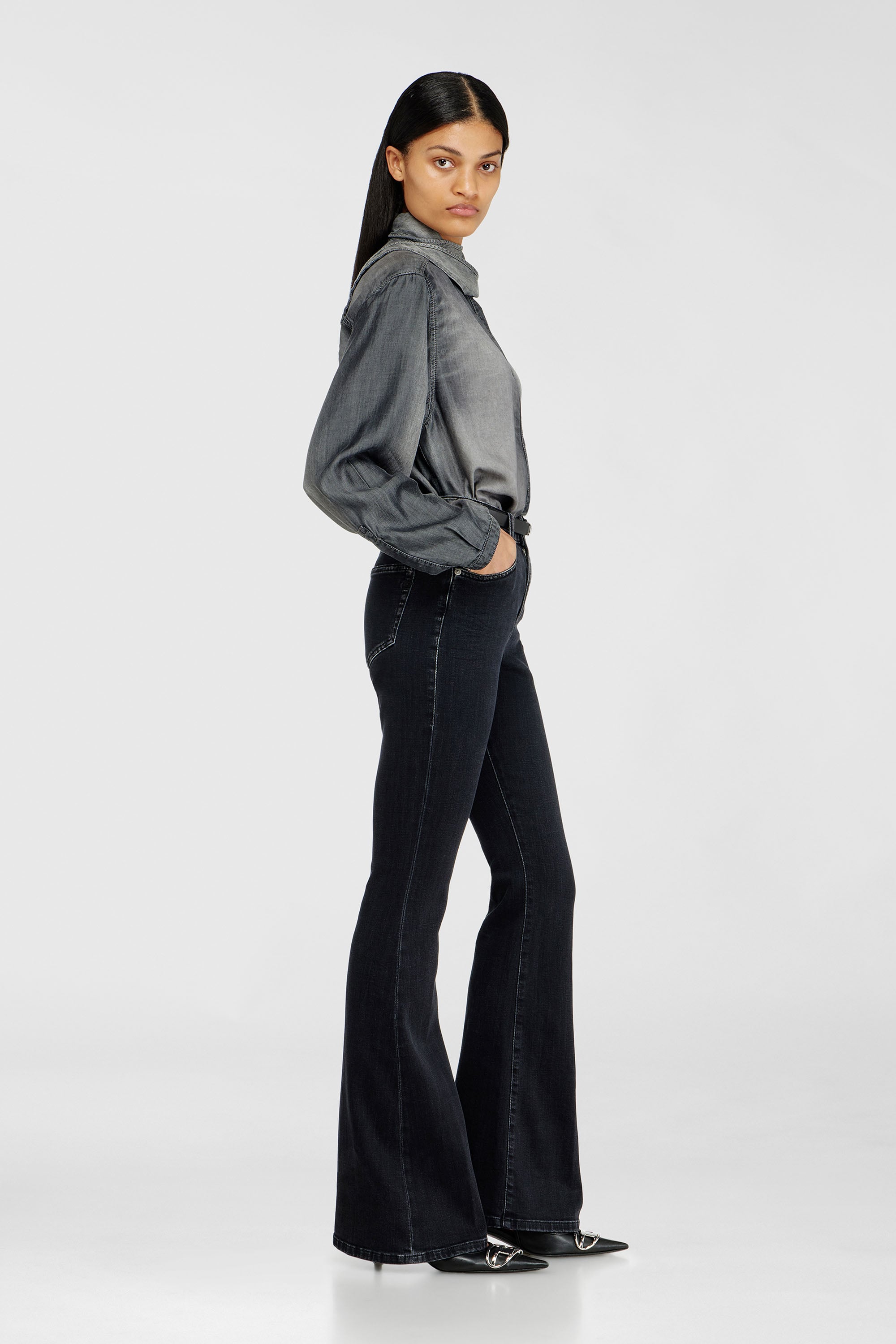 Diesel - Woman's Bootcut Jeans 1973 D-Partt 09P75, Black/Dark grey - 1