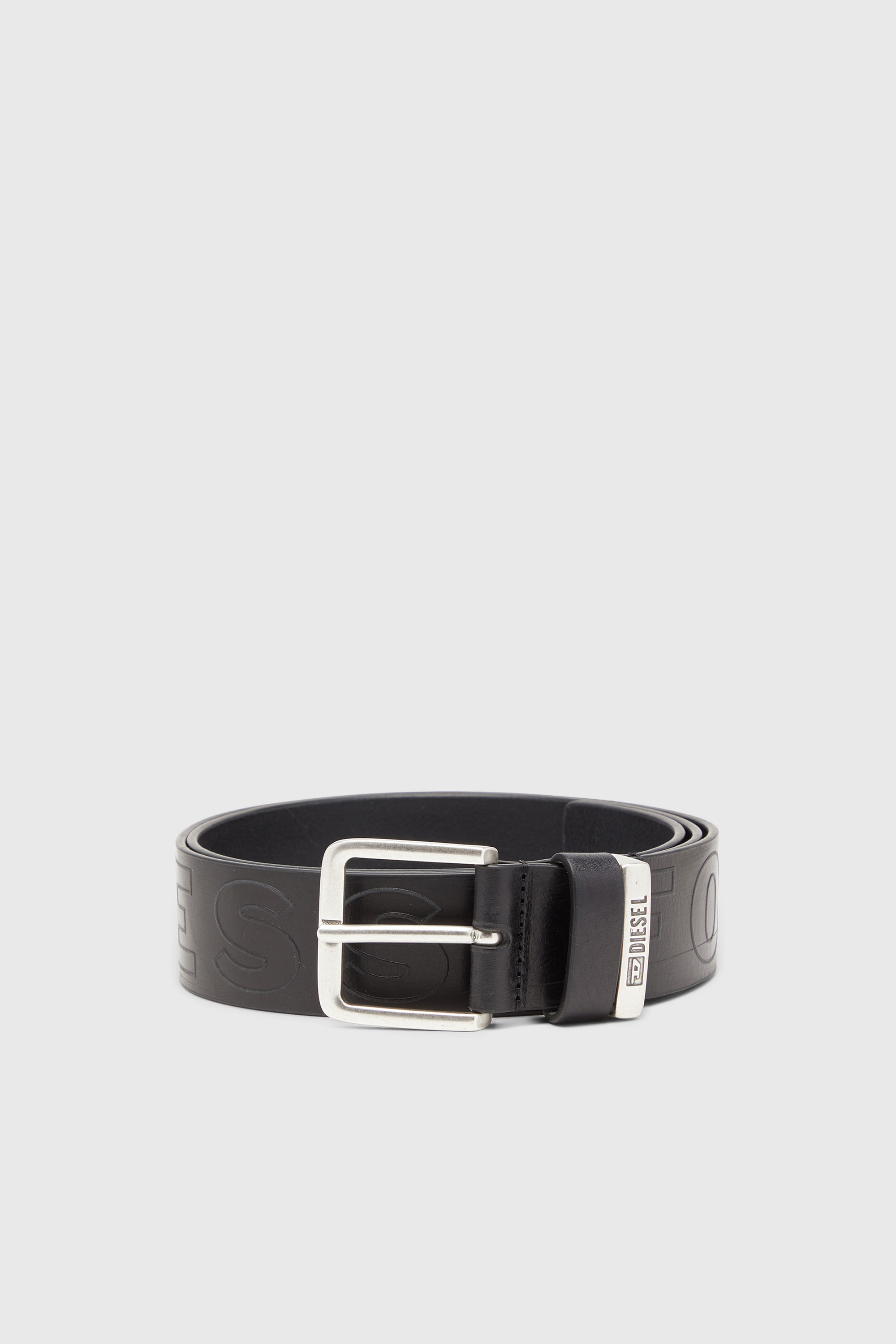 4 cm leather belt with embossed lettering