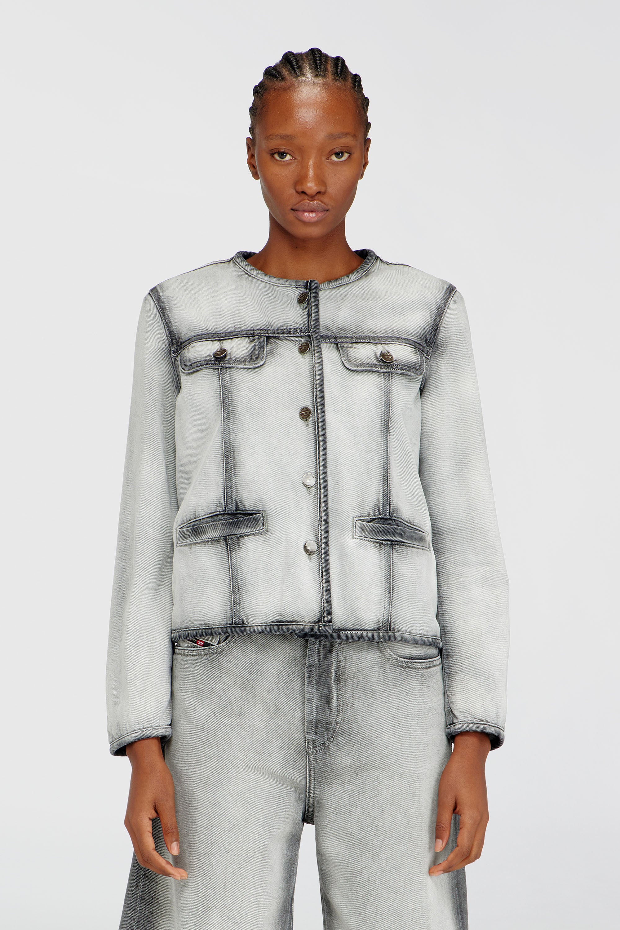 Diesel - DE-GRAFY-FSI, Woman's Jacket in soft skeleton denim in Grey - 3