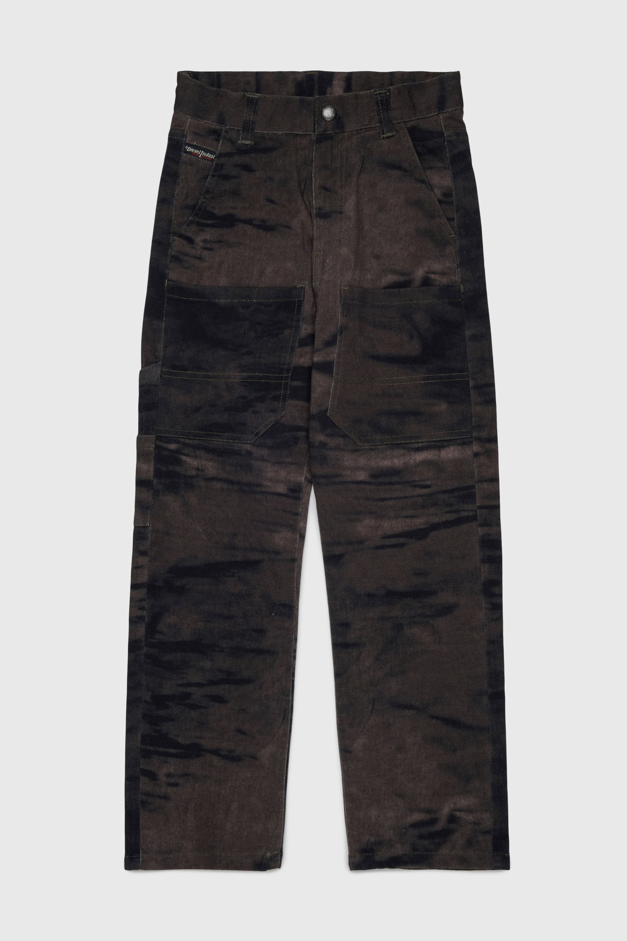 Cotton pants in stretch cotton with streaky effect