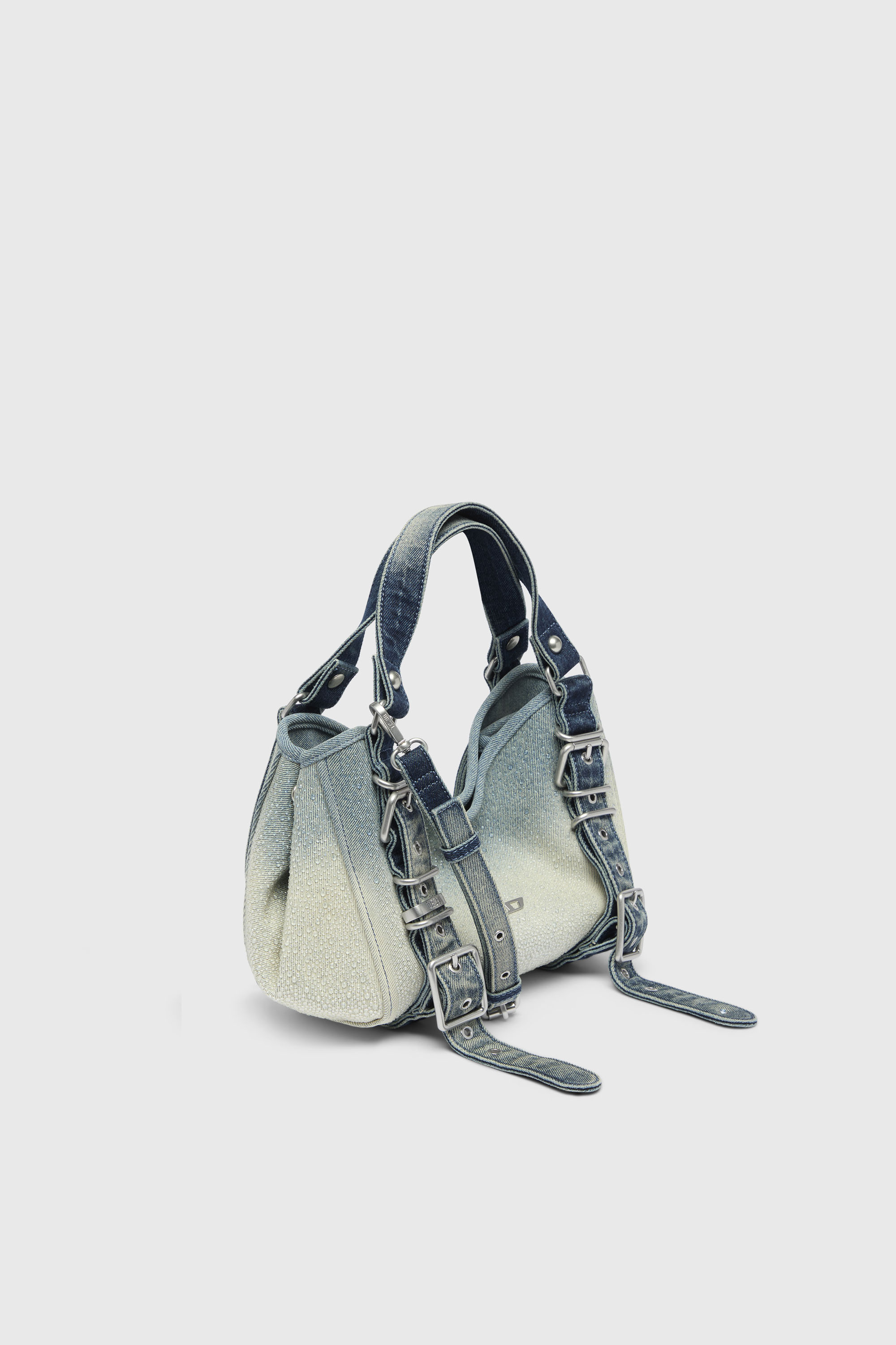 Diesel - D-ONE TOPHANDLE S, Woman's D-One-Small top-handle bag in crystal solarised denim in Blue - 4