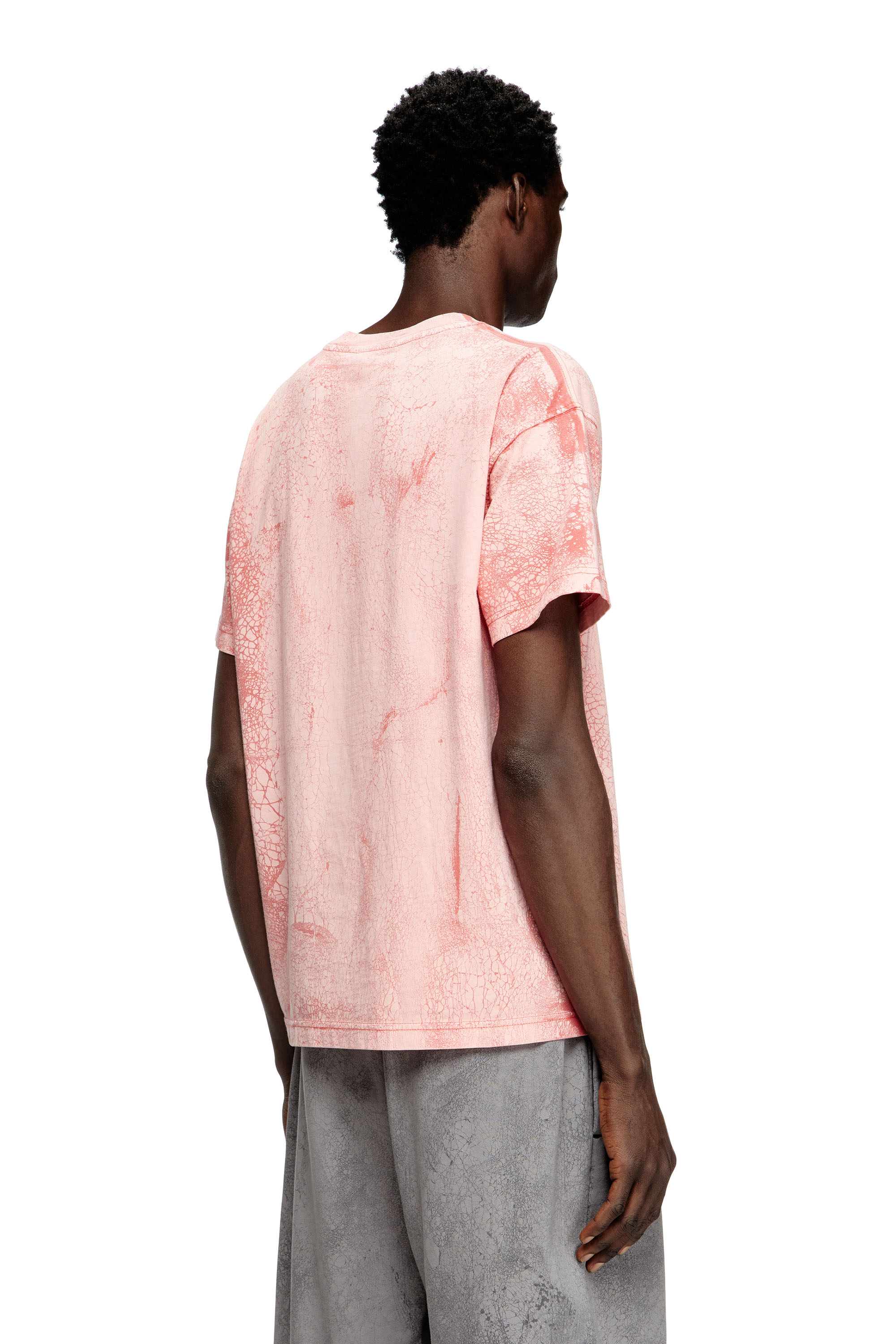 Diesel - T-NORM-T8, Man's T-shirt in waxed jersey in Pink - 4