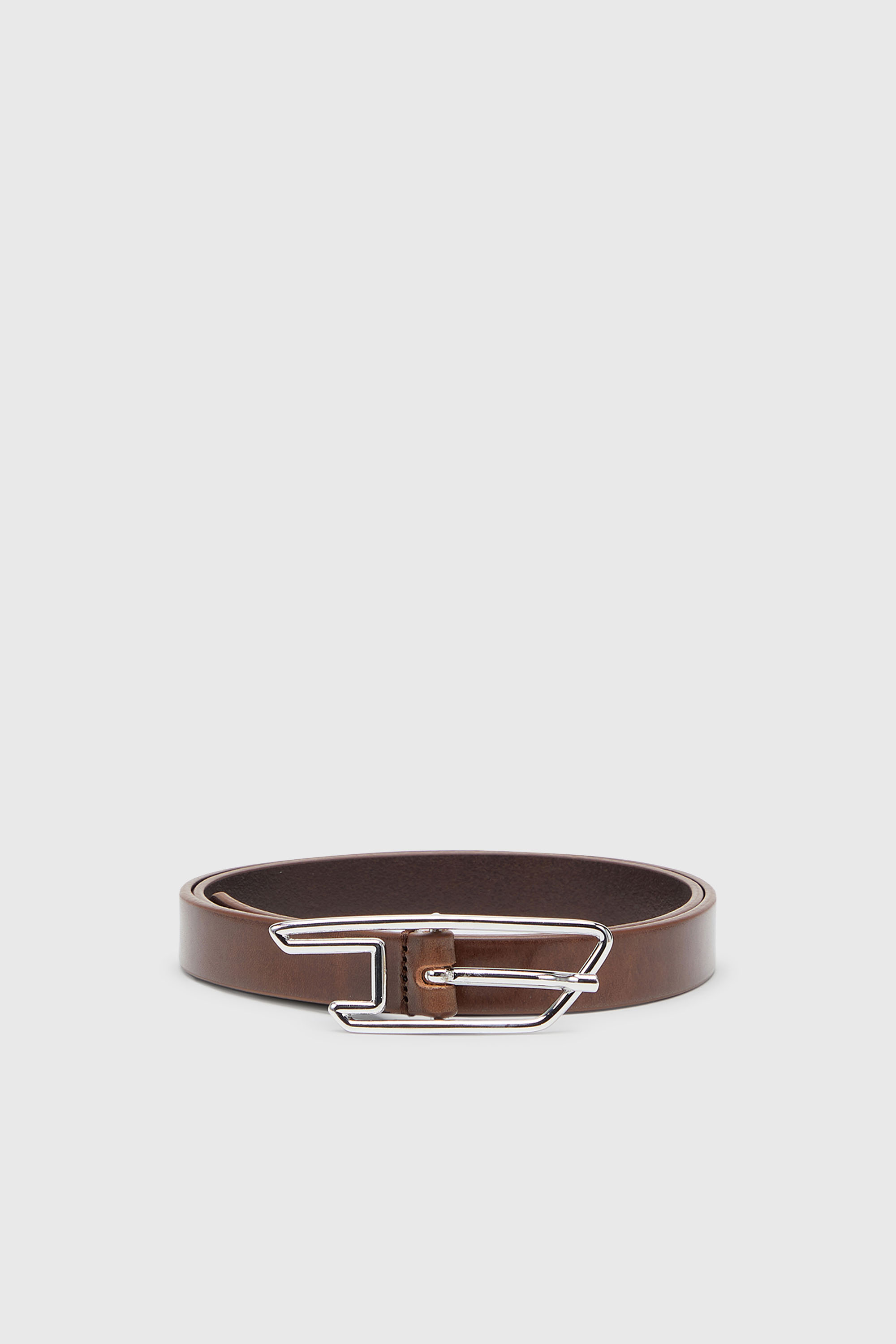 Diesel - B-D LINE W 20, Woman's 2cm belt in pull-up leather with D buckle in Brown - 1