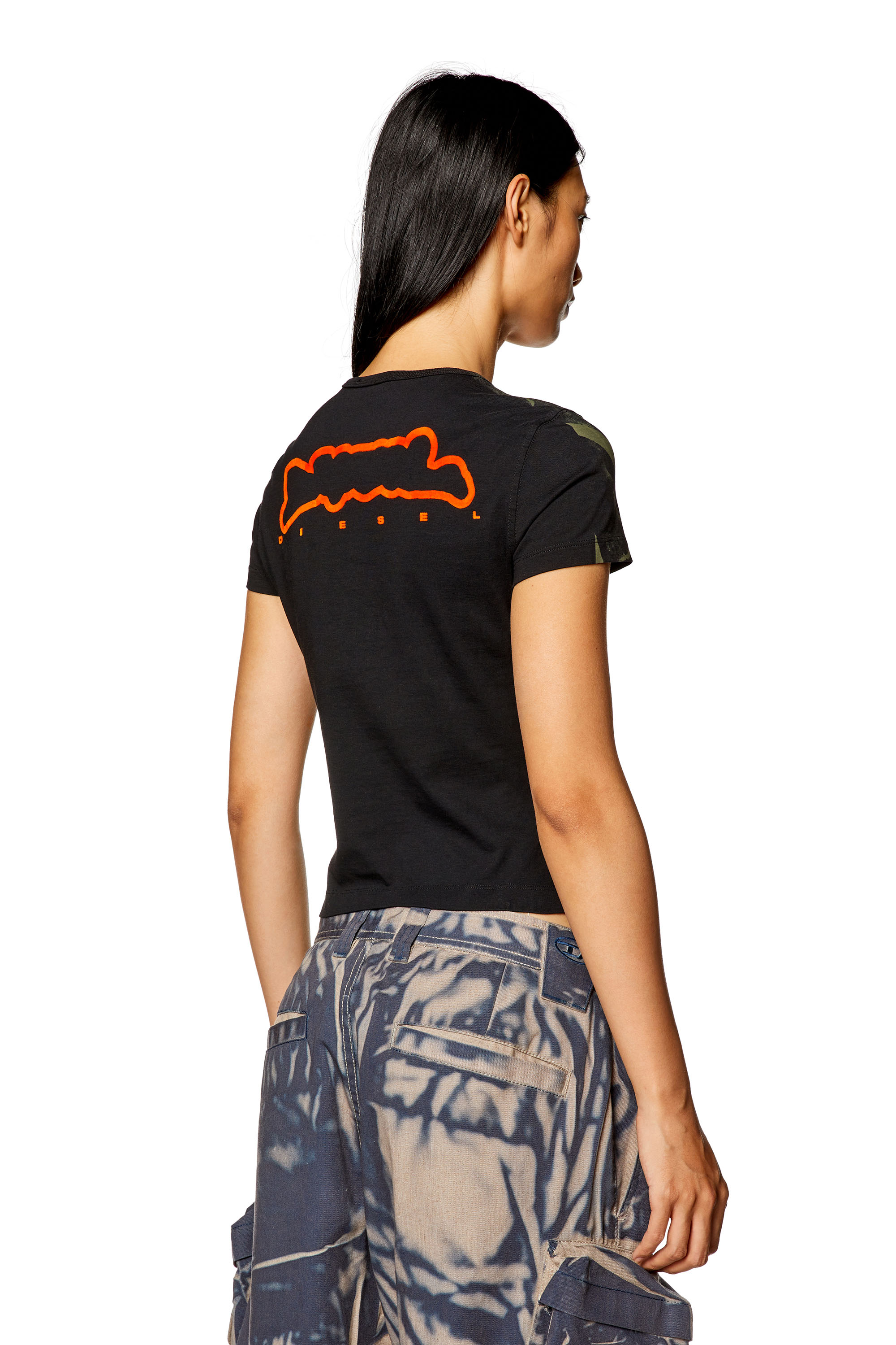 Diesel - T-UNCUTIE-LONG-N5, Woman T-shirt with creased print in Multicolor - Image 4