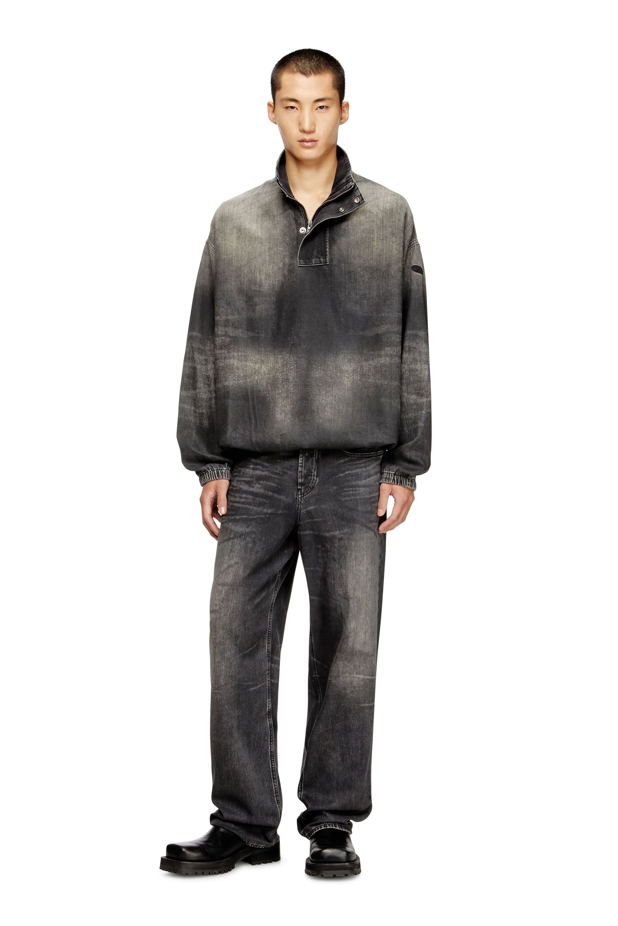Diesel - D-FLOW-S3, Unisex's Denim top with mock neck in Black - 2