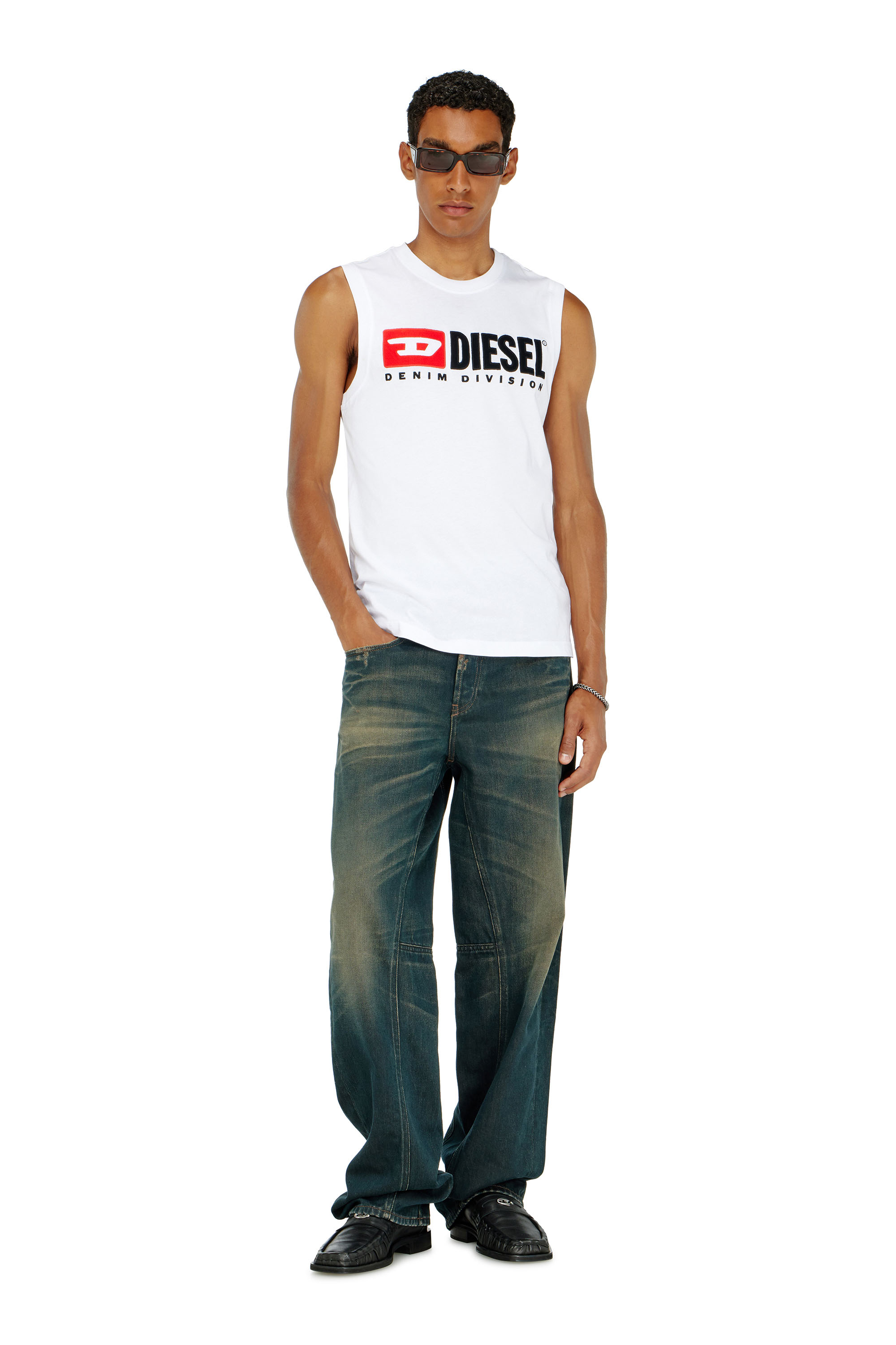Diesel - T-ISCO-DIV, Man's Tank top with chest logo print in White - 1