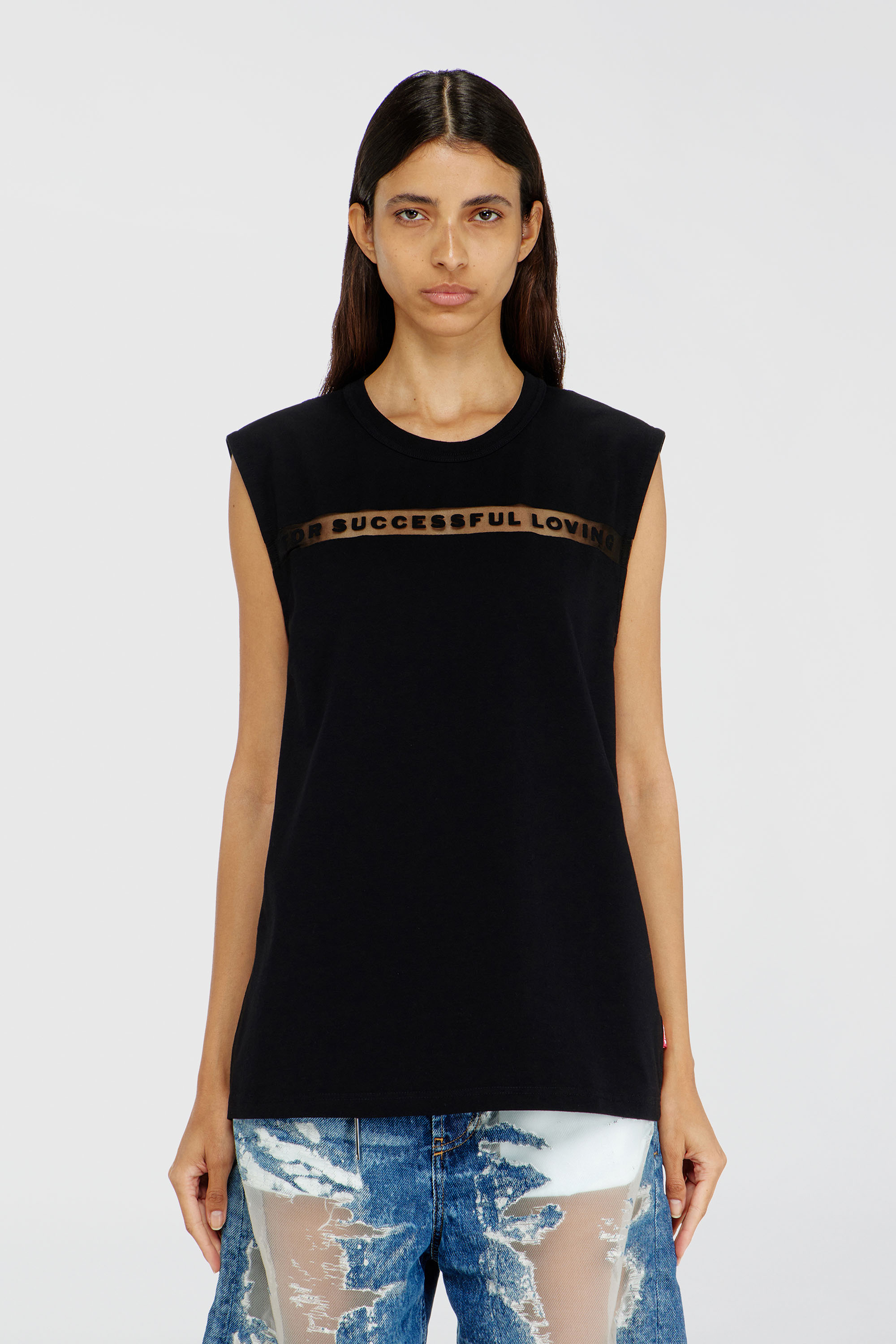 Diesel - PR-T-NORM-BISC-MATI-R, Unisex's Tank top with For Successful Loving logo in Black - 1